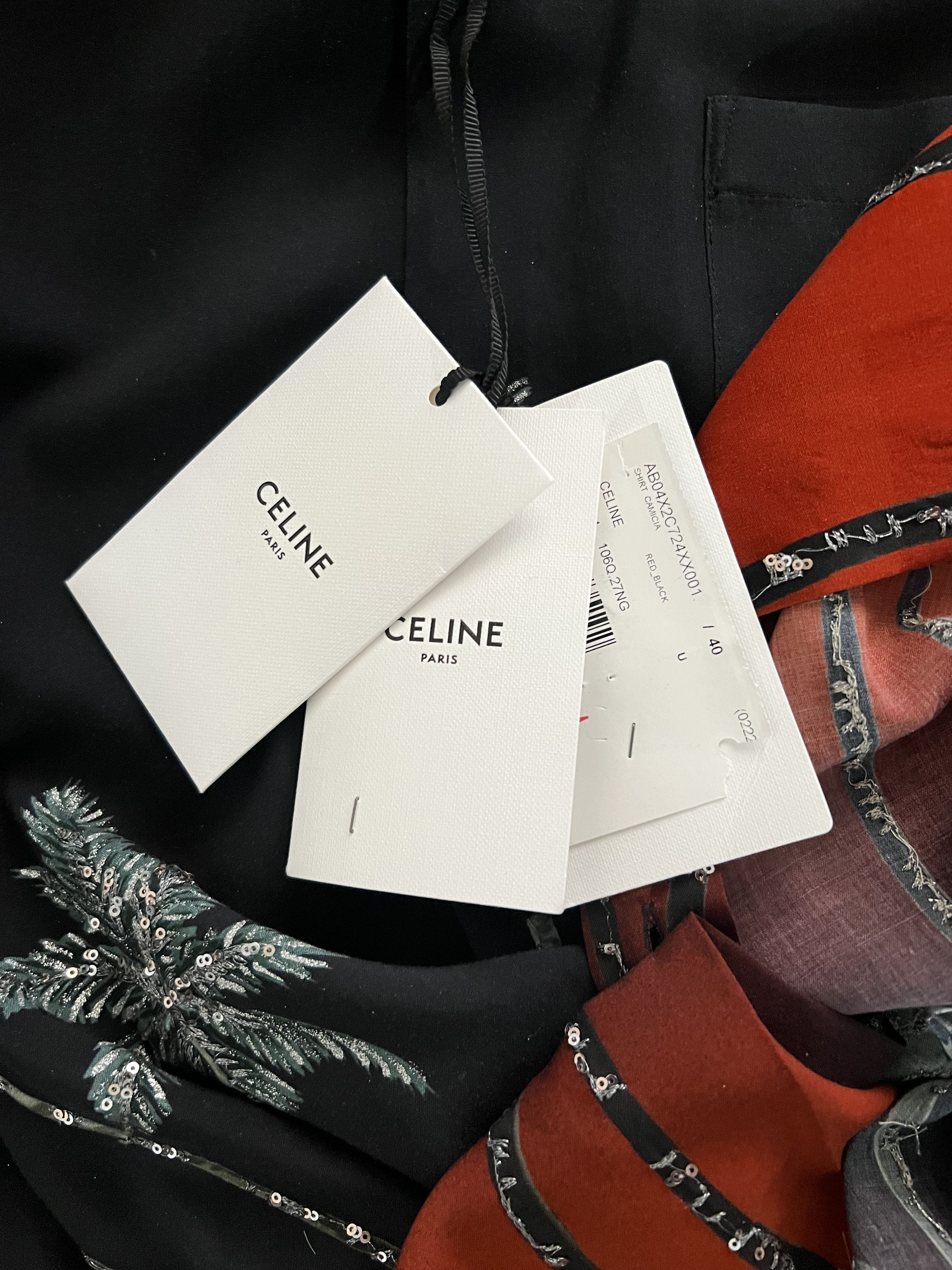 Celine × Hedi Slimane Palm Embroidered Short Sleeved Shirt Size US M / EU 48-50 / 2 - 17 Thumbnail