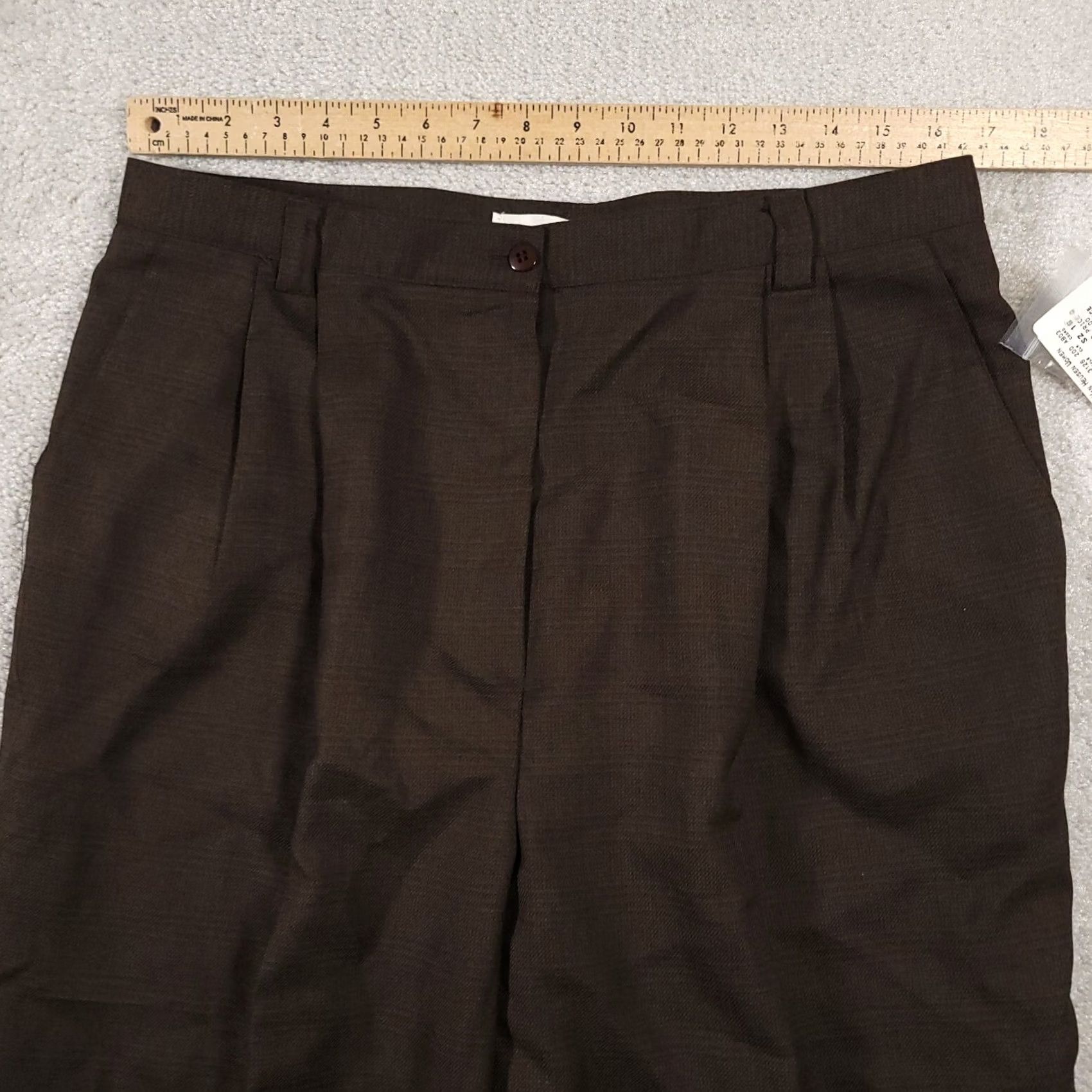 Van Heusen VINTAGE Van Heusen Dress Pants Women's 16 Brown Knit Pockets Pleated Straight USA Size 38" / US 16 / IT 52 - 5 Thumbnail