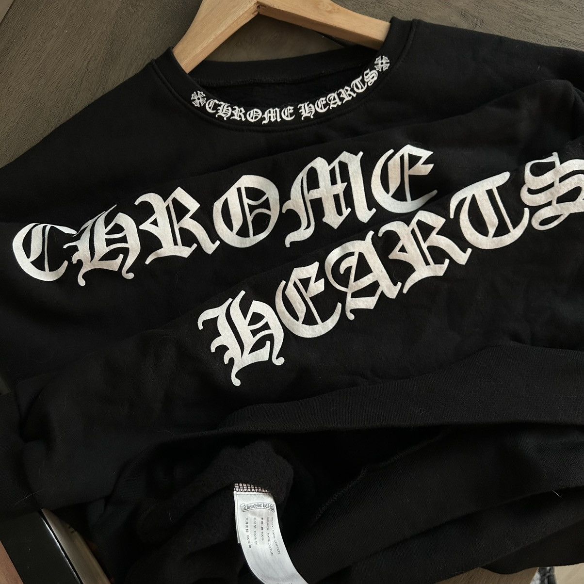 Chrome Hearts Chrome Hearts Neck Logo Crewneck Sweatshirt Black Sz Medium Size US M / EU 48-50 / 2 - 10 Thumbnail