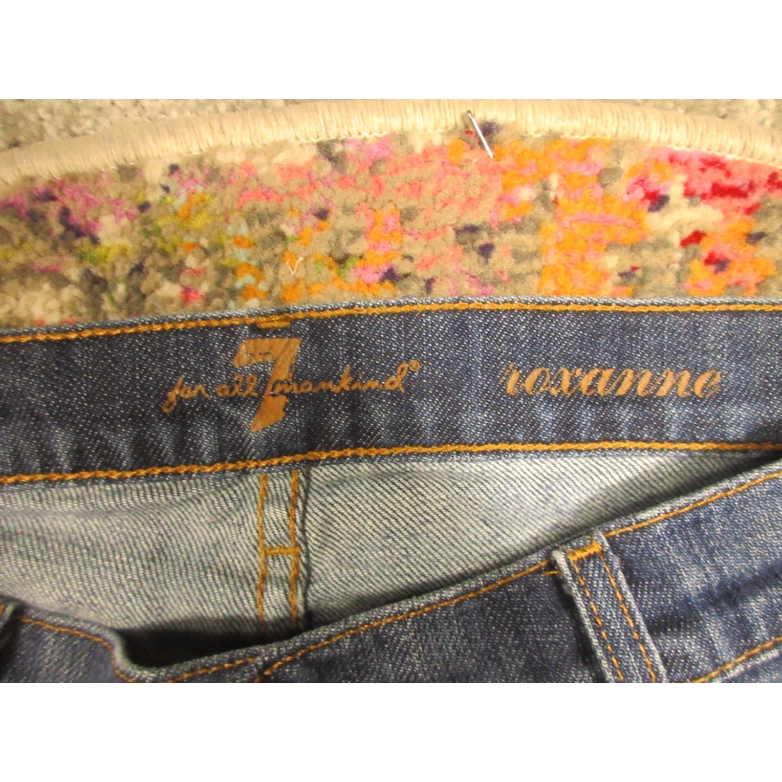 7 For All Mankind VINTAGE 7 For All Mankind Jeans Womens Slim Low Rise 27x29 Blue Roxanne Stretch Tapered 5-Pocket Denim Size 27" / US 4 / IT 40 - 3 Thumbnail