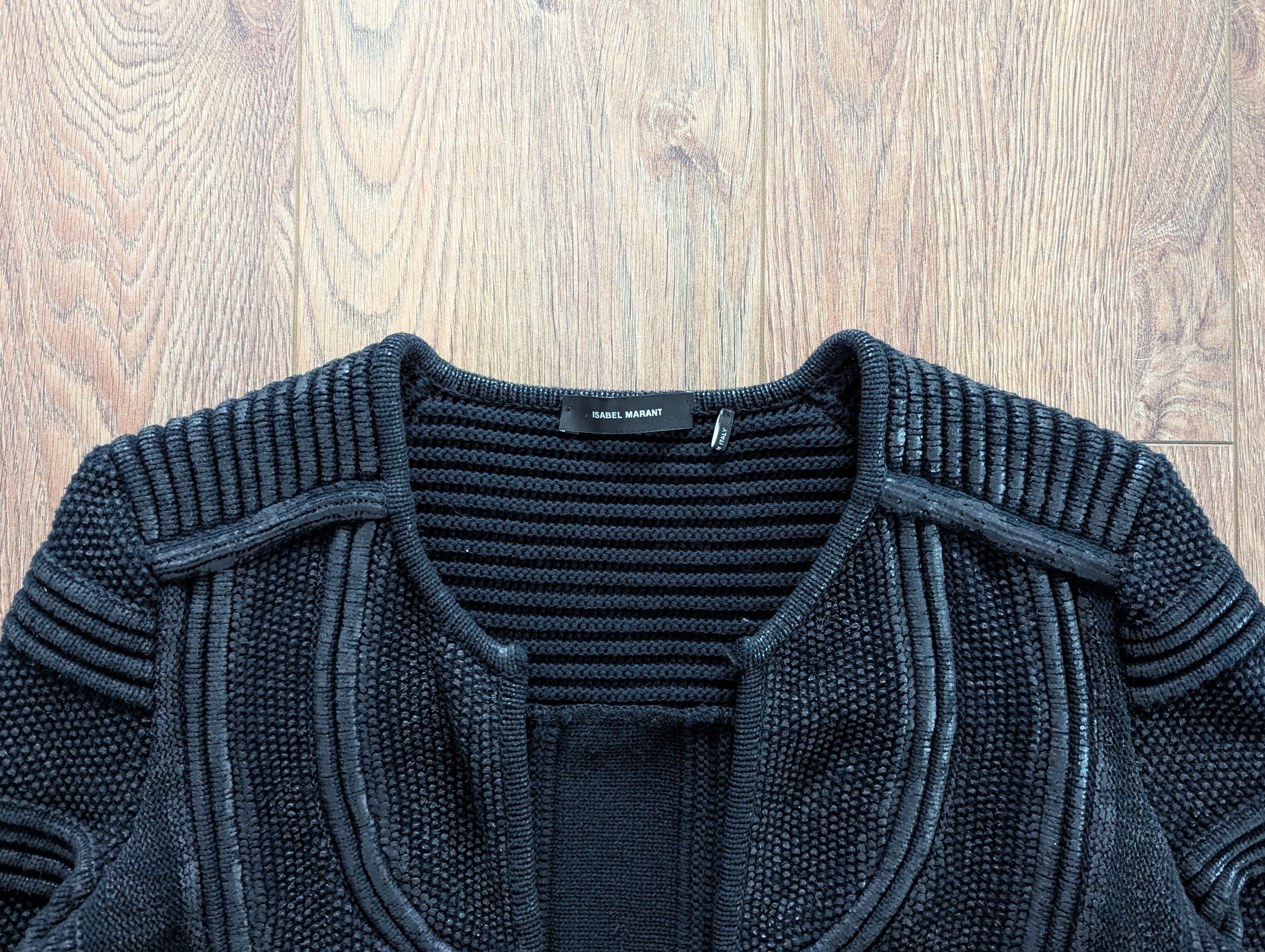 Isabel Marant ISABEL MARANT Black Textured Coated Cotton Knit Cardigan Size M / US 6-8 / IT 42-44 - 2 Thumbnail
