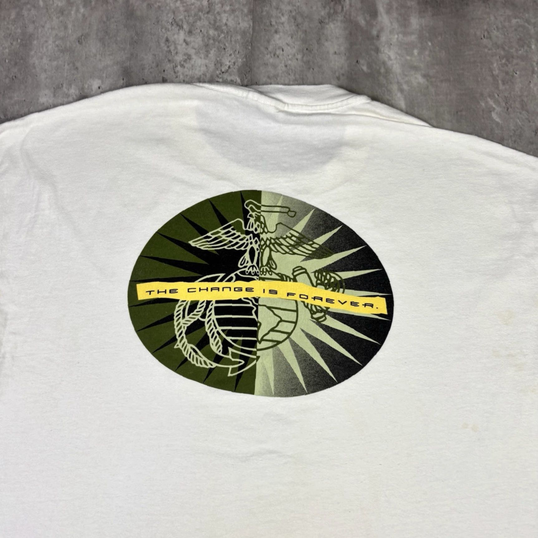 Hanes VINTAGE Hanes US Marines T-Shirt Double-Sided Adult XL White 90s Crew Neck Short Sleeve Graphic Print Cotton Men Size US XL / EU 56 / 4 - 6 Thumbnail