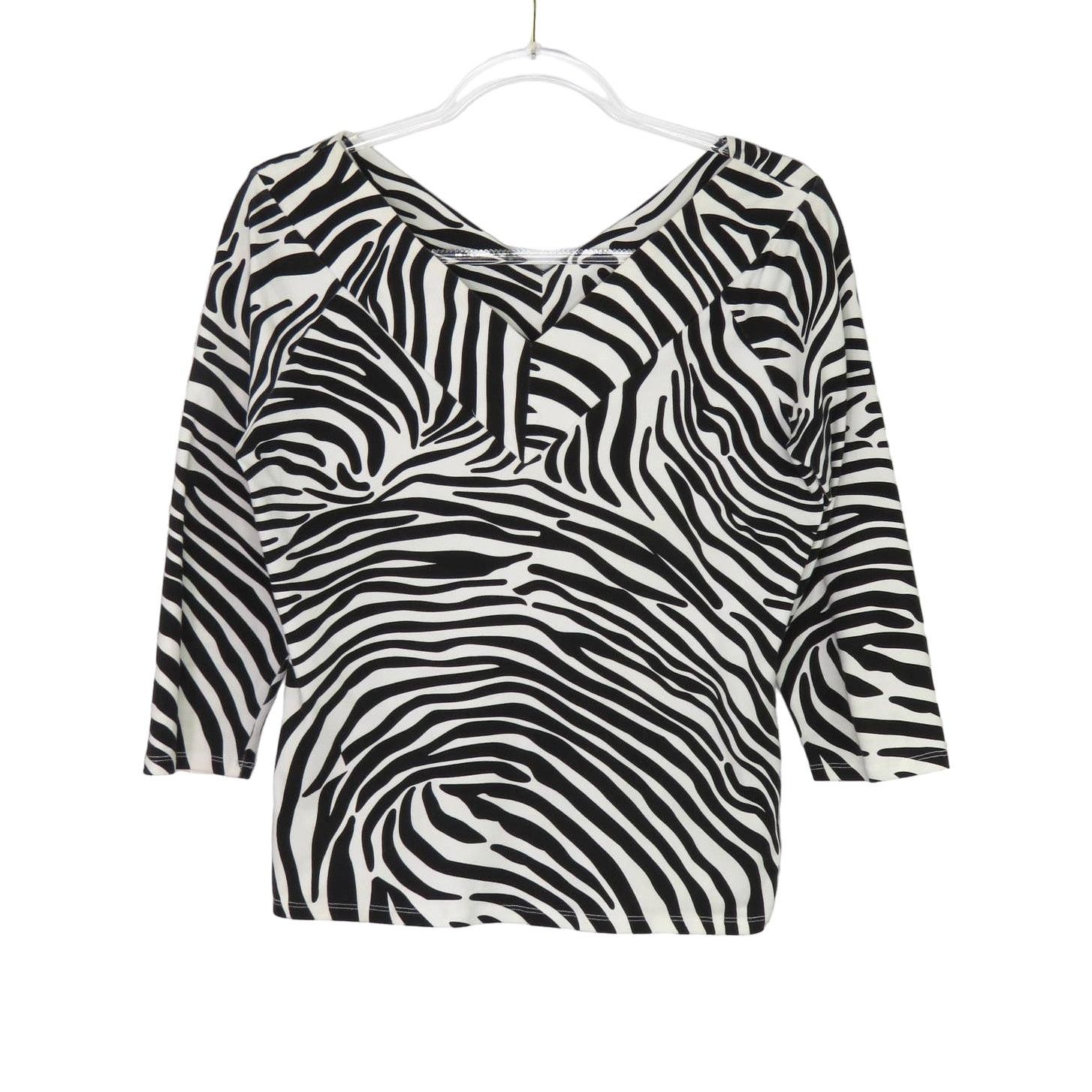 Vintage 90s Vintage Zebra Print V-Neck Top Small Retro Animal Size S / US 4 / IT 40 - 2 Thumbnail