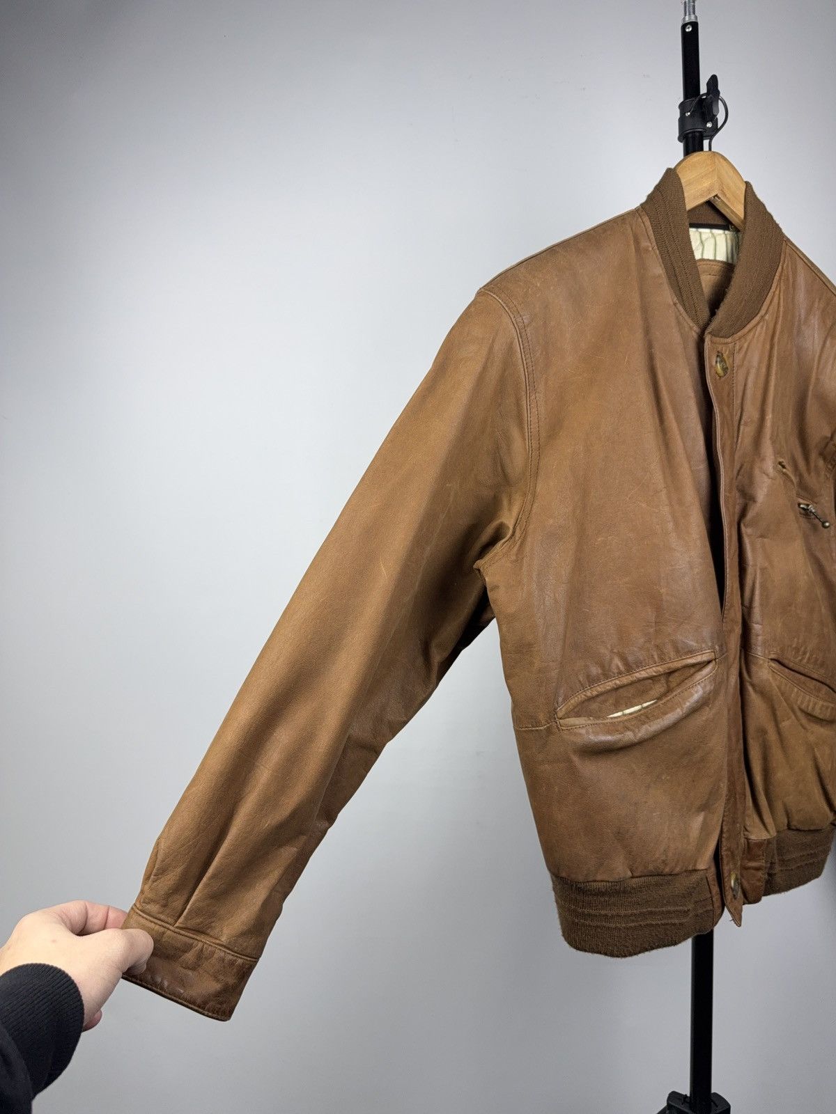 Japanese Brand Vintage 90s Retro Avant Garde Biker Leather Bomber Jacket Size US S / EU 44-46 / 1 - 6 Thumbnail