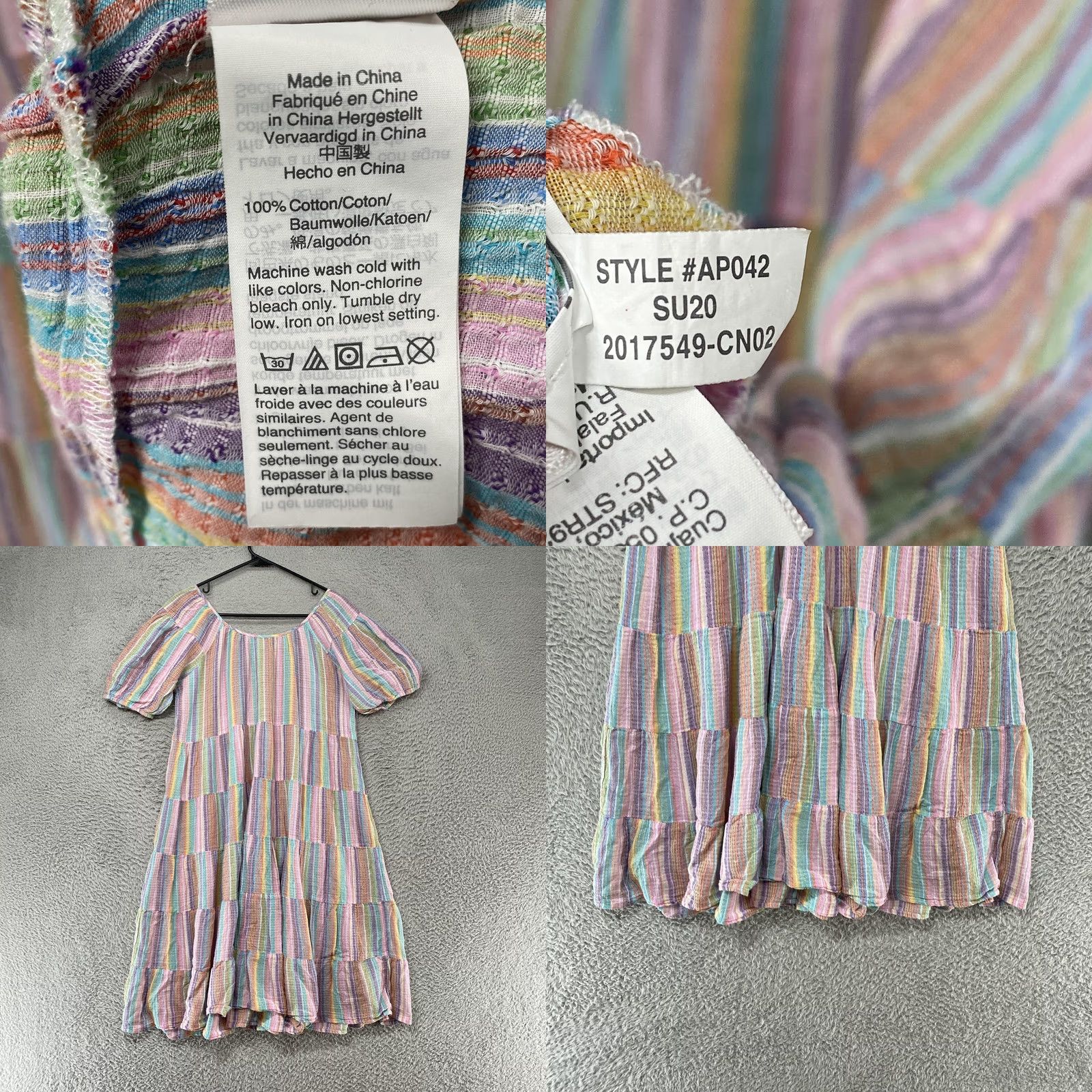 J.Crew J. Crew Dress Womens M Rainbow Stripe Puff Sleeve Sundress Beach Size M / US 6-8 / IT 42-44 - 8 Thumbnail