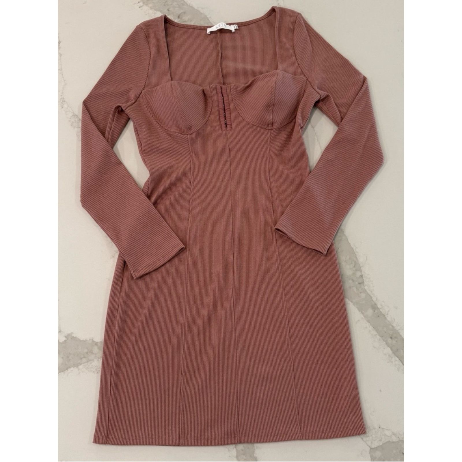 ASTR The Label ASTR The Label Ribbed Long Sleeve Bodycon Dress Womens XL Size XL / US 12-14 / IT 48-50 - 5 Thumbnail