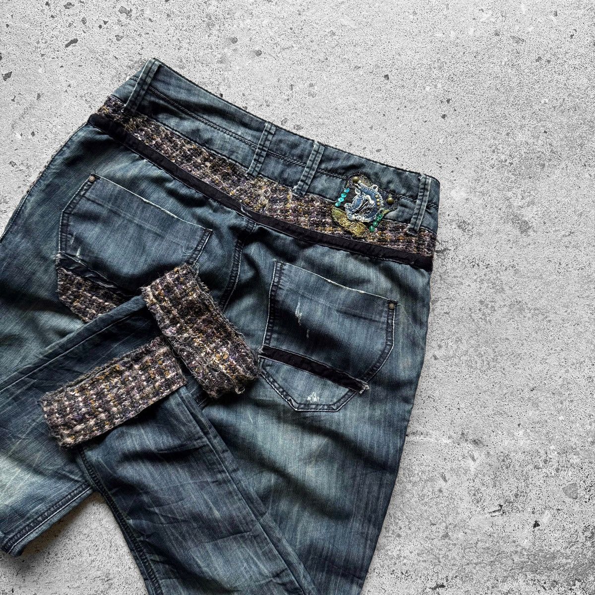 Desigual Desigual Womens Blue Tweed Accent Cuffed Boyfriend Fit Jeans Size 30" / US 8 / IT 44 - 4 Thumbnail