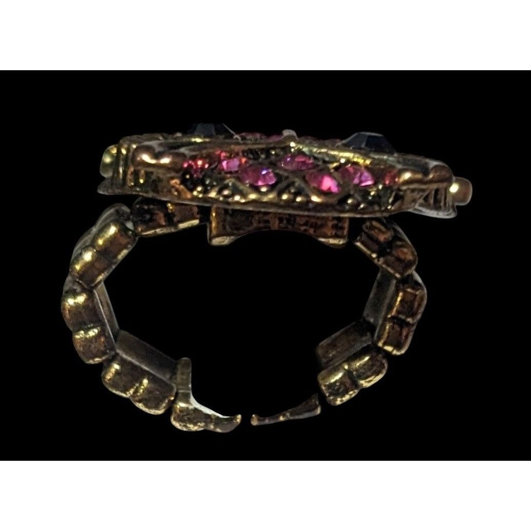 Other Witchy Cottagecore Pink Rhinestone Gold Tone Owl Stretch Rin Size ONE SIZE - 5 Thumbnail