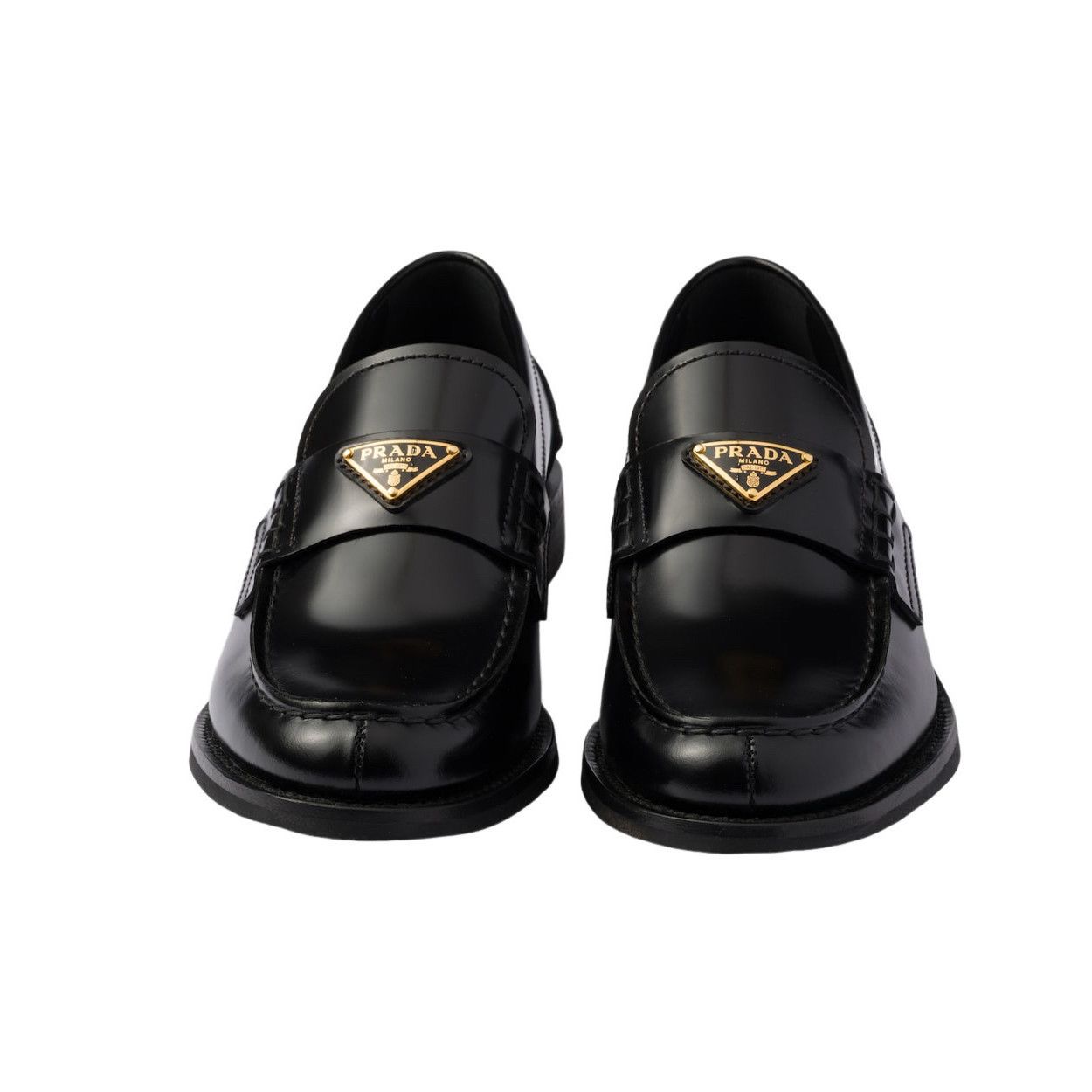 Prada PRADA $1220 Black Brushed Leather Loafers New & Authentic (W Size US 8 / IT 38 - 5 Thumbnail