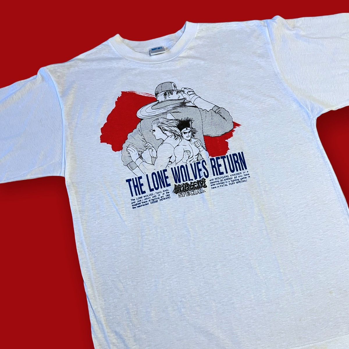 image of Anima x Vintage 1993 Fatal Fury Video Game 90's Lone Wolves T Shirt in White, Men's (Size Medium)