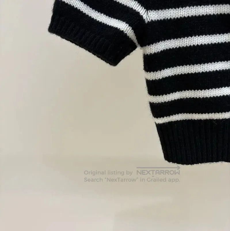 Miu Miu Miu Miu Black Striped Wool Short Sleeve Sweater . Size M / US 6-8 / IT 42-44 - 4 Thumbnail