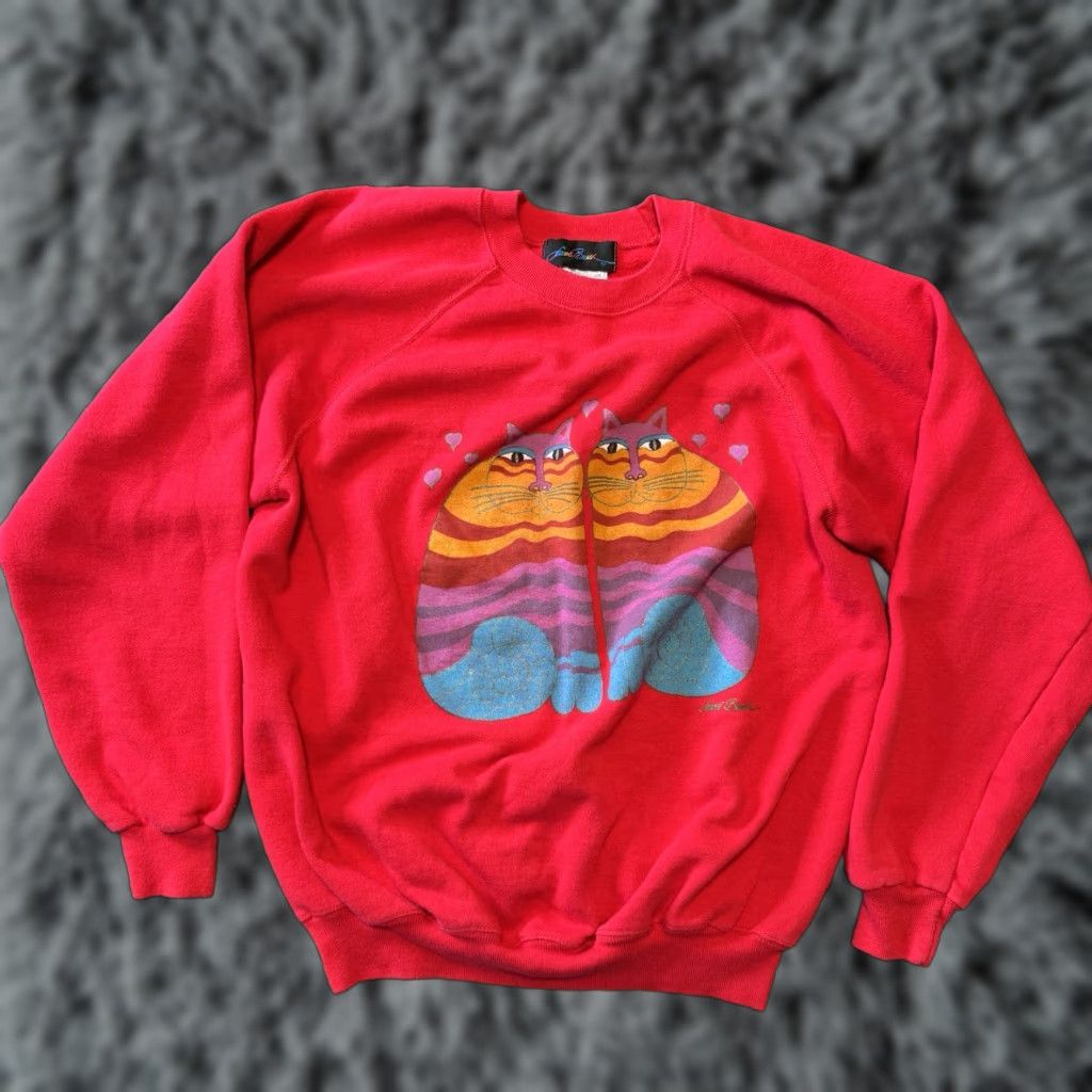 Vintage VINTAGE Laurel Burch Sweatshirt Womens XL Red Cat Made in USA Siamese Twins 80’s Size XL / US 12-14 / IT 48-50 - 1 Thumbnail