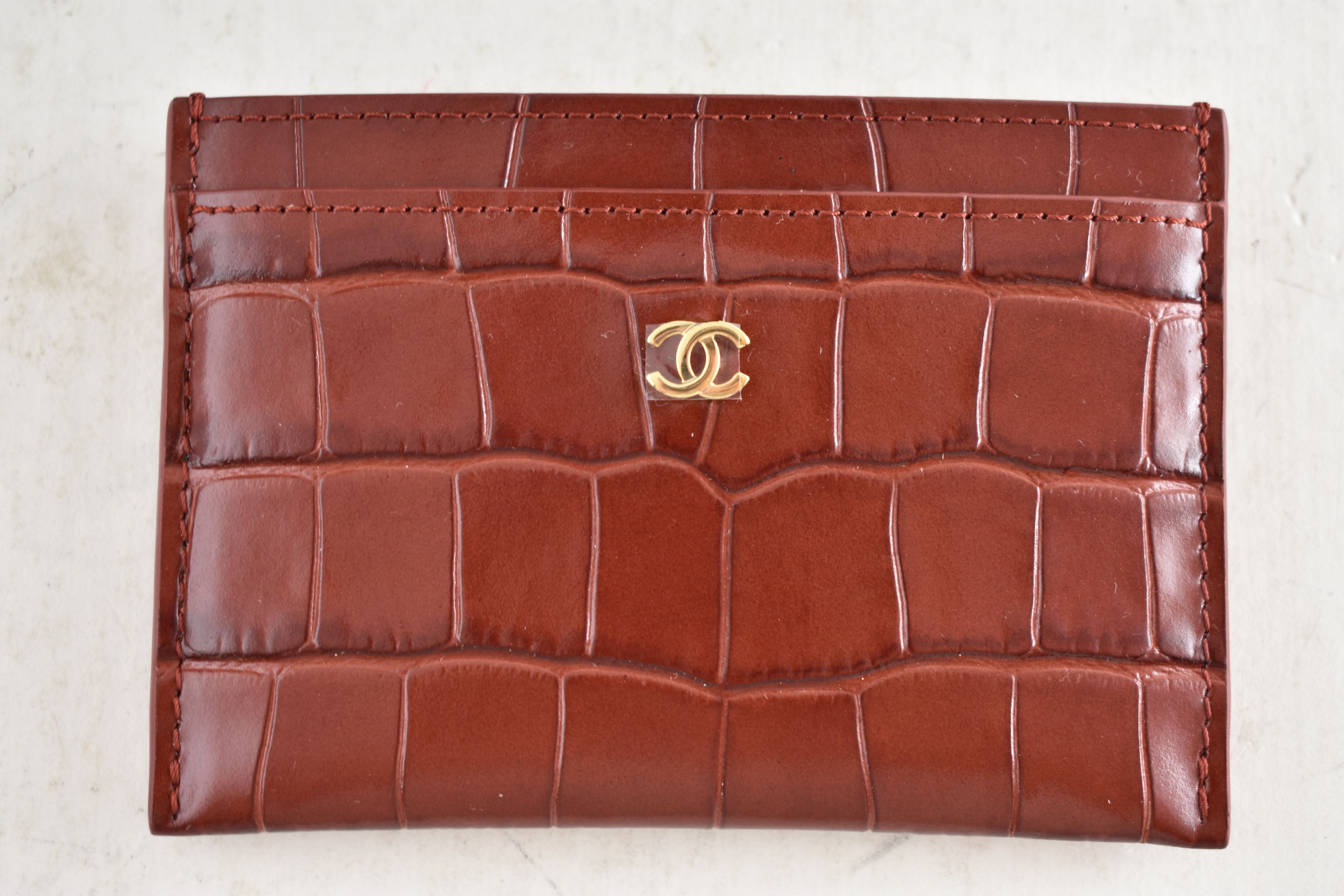 Chanel 26S Burgundy Crocodile Embossed Credit Card Holder Wallet Size ONE SIZE - 3 Thumbnail