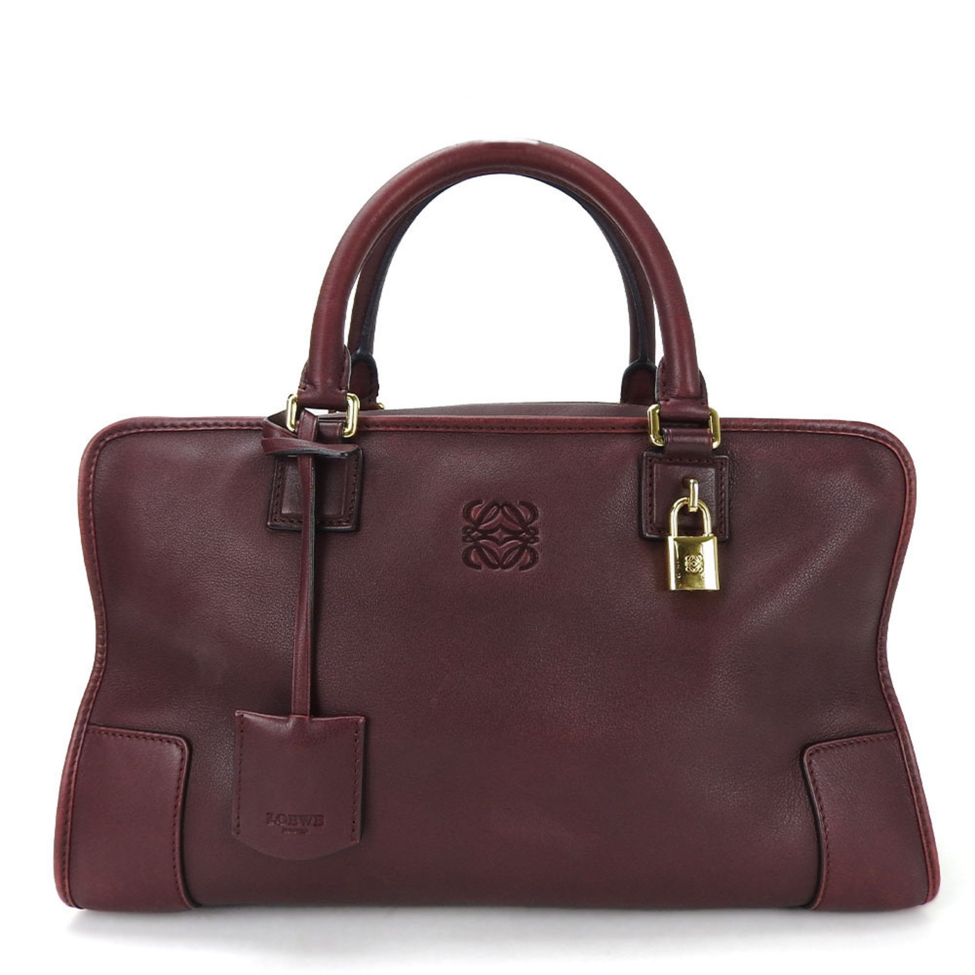 image of Loewe Amazona 36 Anagram Bordeaux Leather Chic Ladies Hand Bag Leather, Women's