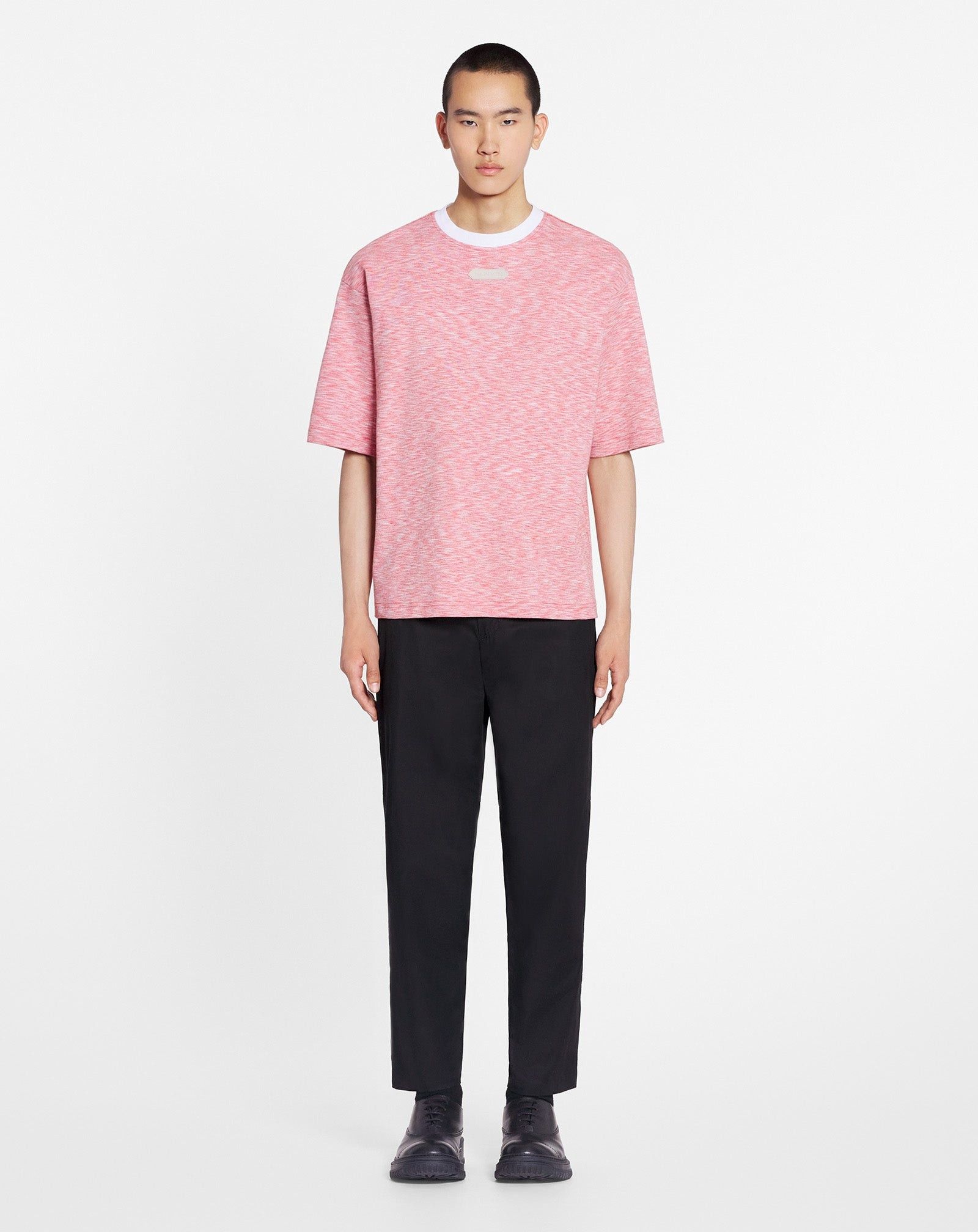 o1mle0825 Heathered-Effect Loose-Fitting T-Shirt in Red