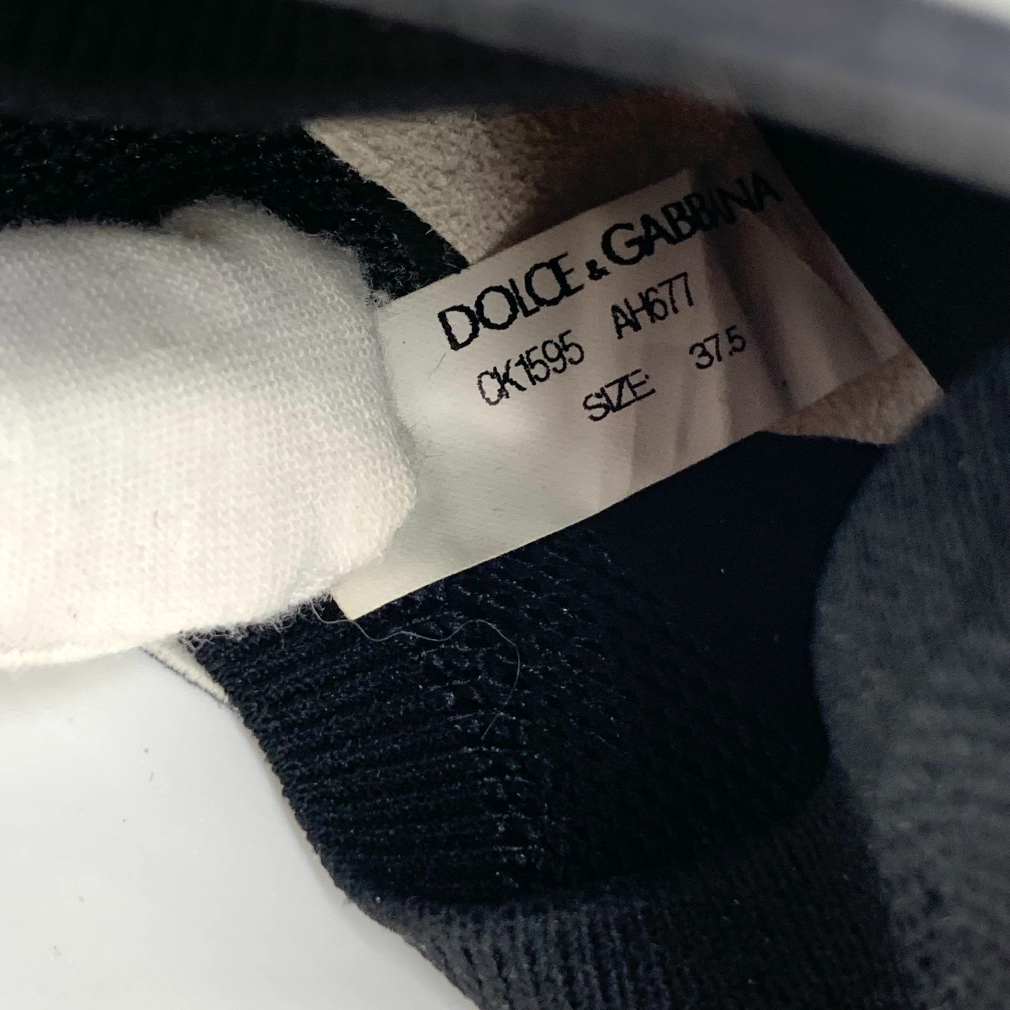 Dolce & Gabbana H9352 Dolce & Gabbana Black & White Logo Stretch Slip-On Sne Size US 7.5 / EU 40-41 - 6 Thumbnail