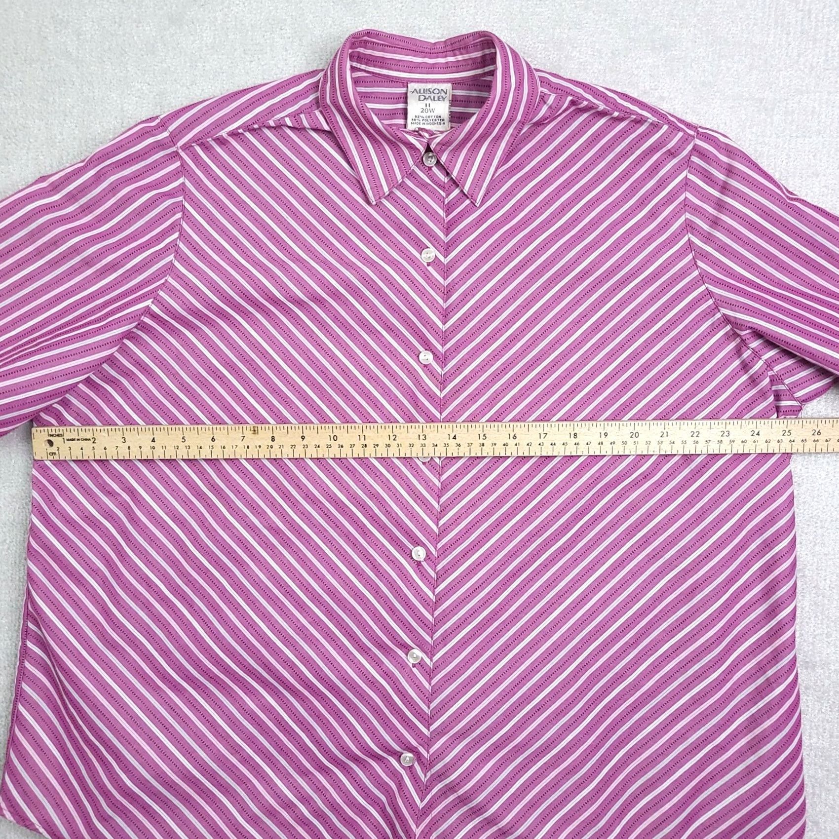 Vintage Vintage Allison Daley Button Up Shirt Womens 20W Purple Short Sleeve Stripe Size 3XL / US 20-22 - 4 Thumbnail