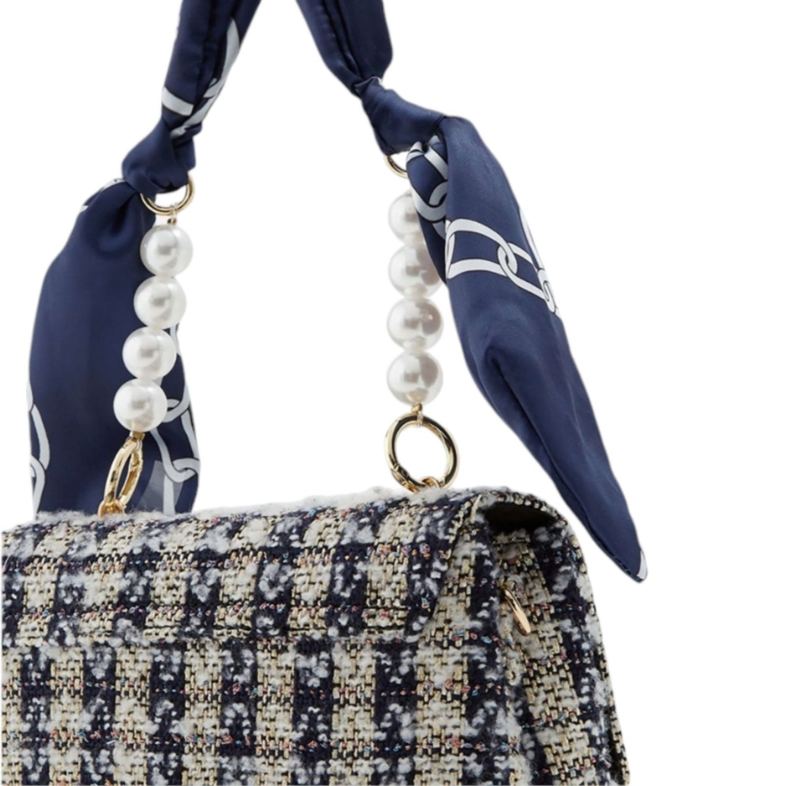 Aldo Aldo Promenade Mini Tweed Navy Scarf Bag Size ONE SIZE - 8 Thumbnail