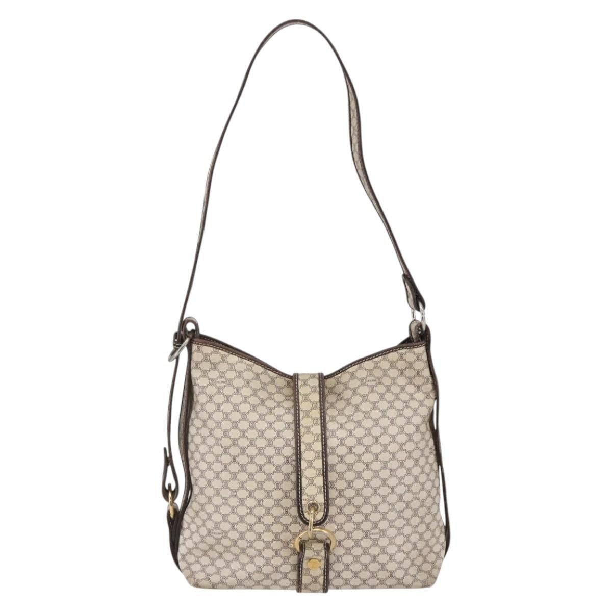 Celine CELINE Macadam Canvas Shoulder Bag Pvc Leather White Gold Size ONE SIZE - 2 Thumbnail