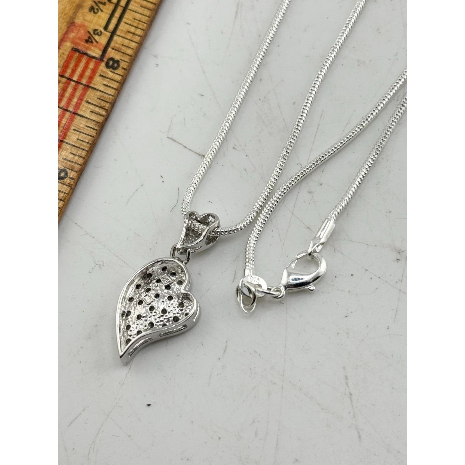 Vintage Vintage 925 sterling silver CZ stone heart necklace Size ONE SIZE - 4 Thumbnail
