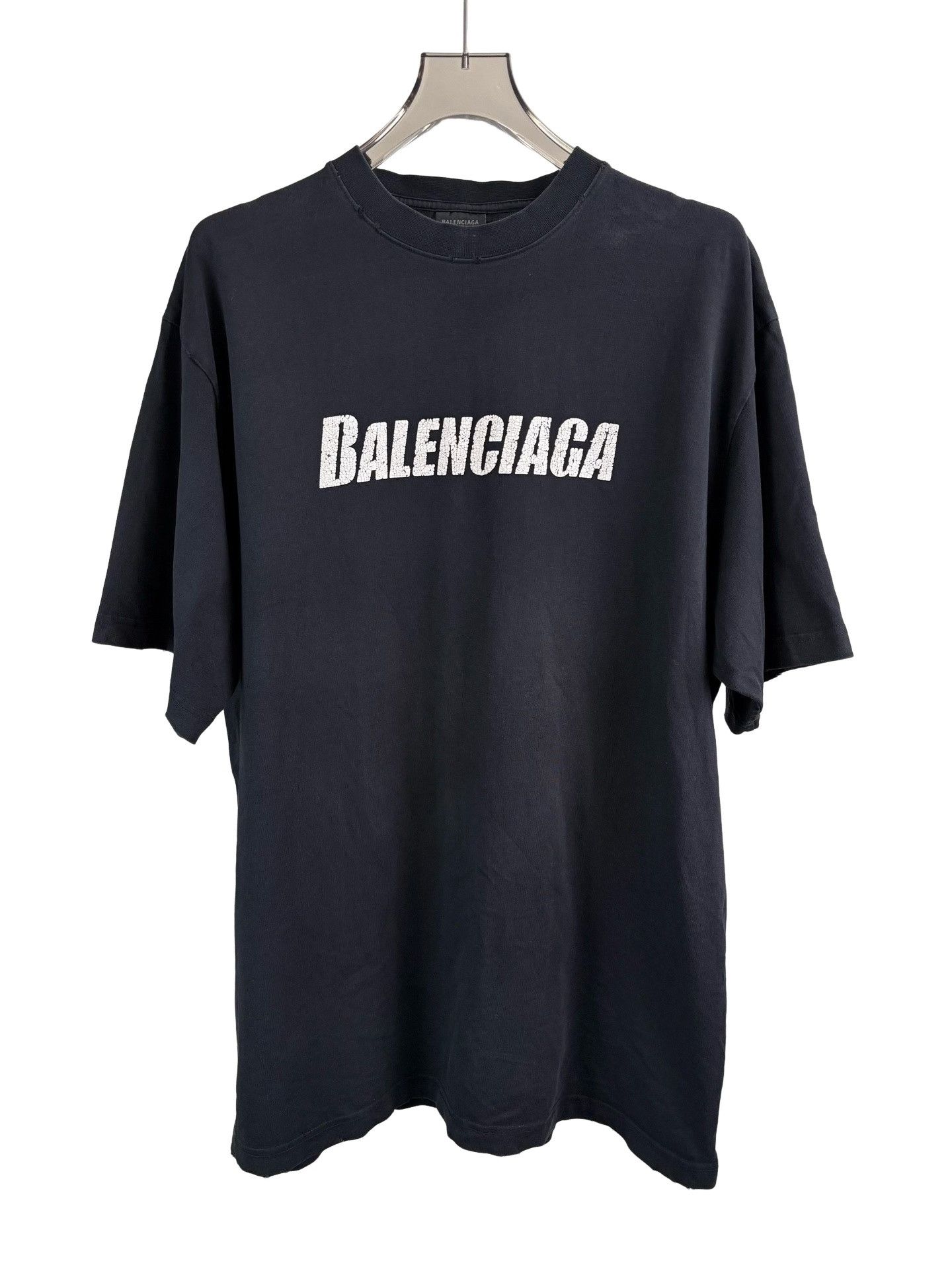 Balenciaga Balenciaga Cracked Logo Distressed T-Shirt XS Size US XS / EU 42 / 0 - 1 Thumbnail