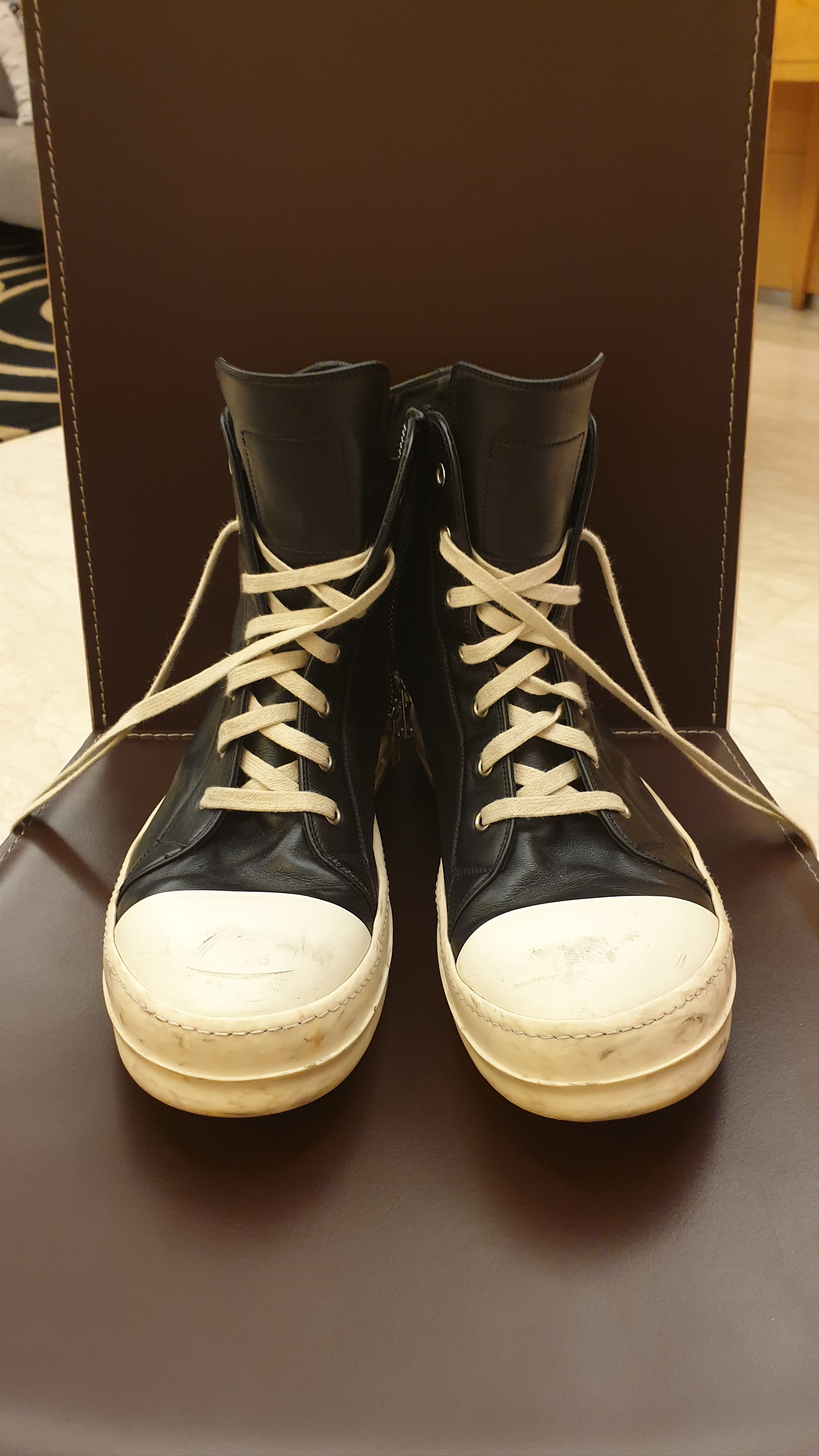Pre-owned Rick Owens Ramones High Leather Boots In Black