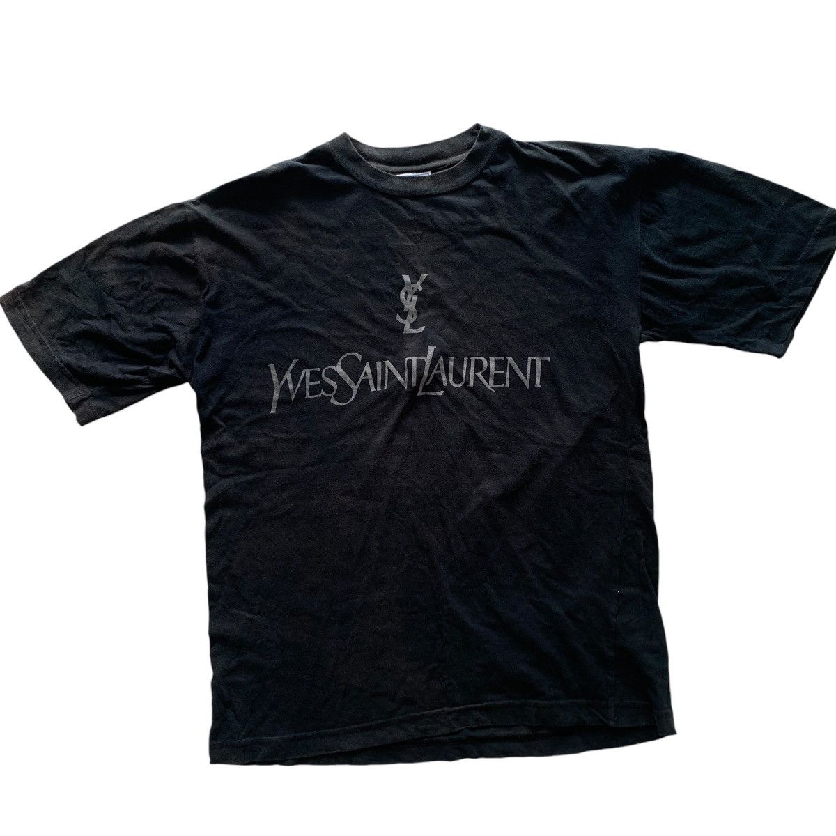 Vintage Vintage Yves Saint Laurent Fadded Spellout Tshirt Size US M / EU 48-50 / 2 - 1 Thumbnail