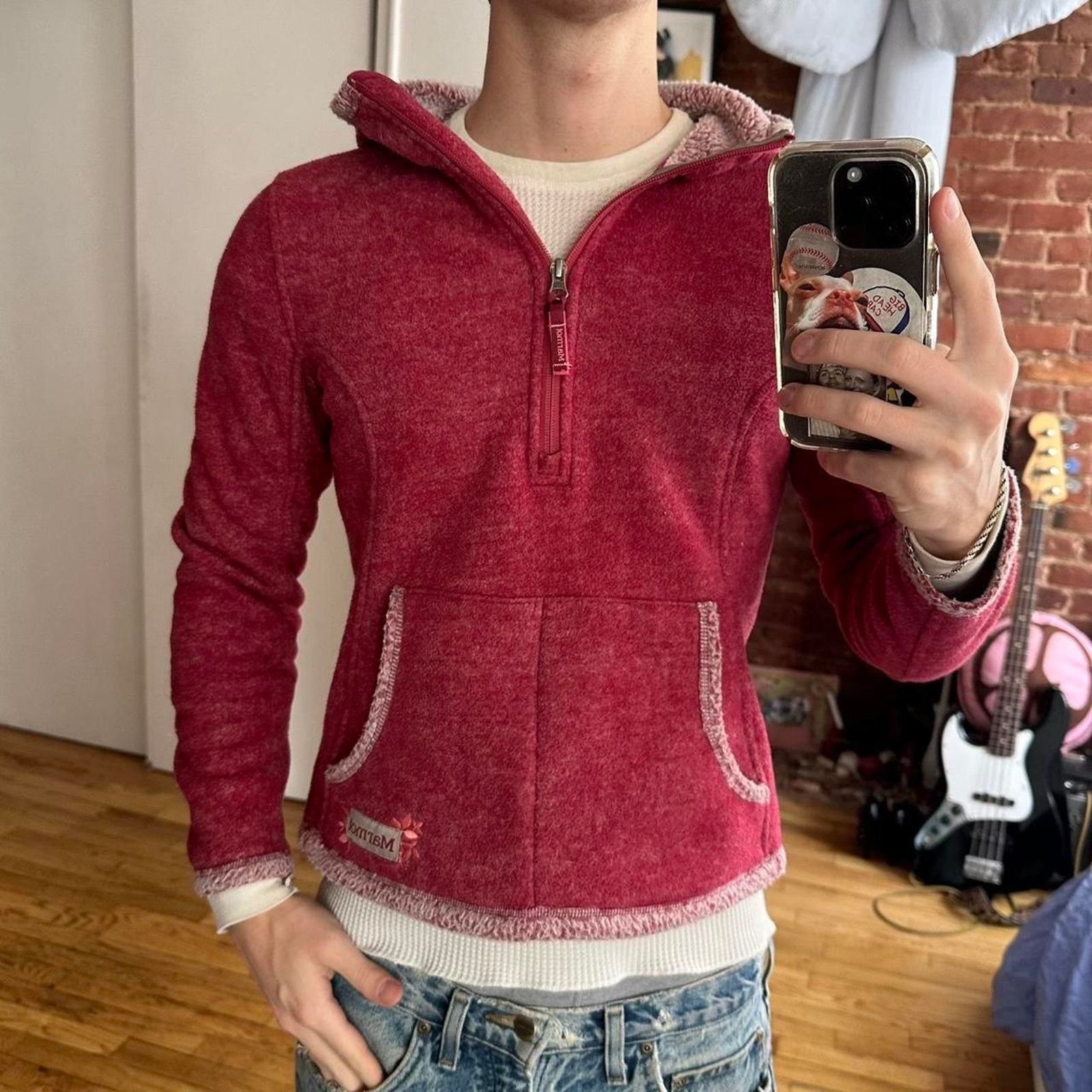 Marmot × Vintage Cute Marmot Vintage Y2K Pink Rose Sweater Zip Pullover Size L / US 10 / IT 46 - 6 Thumbnail