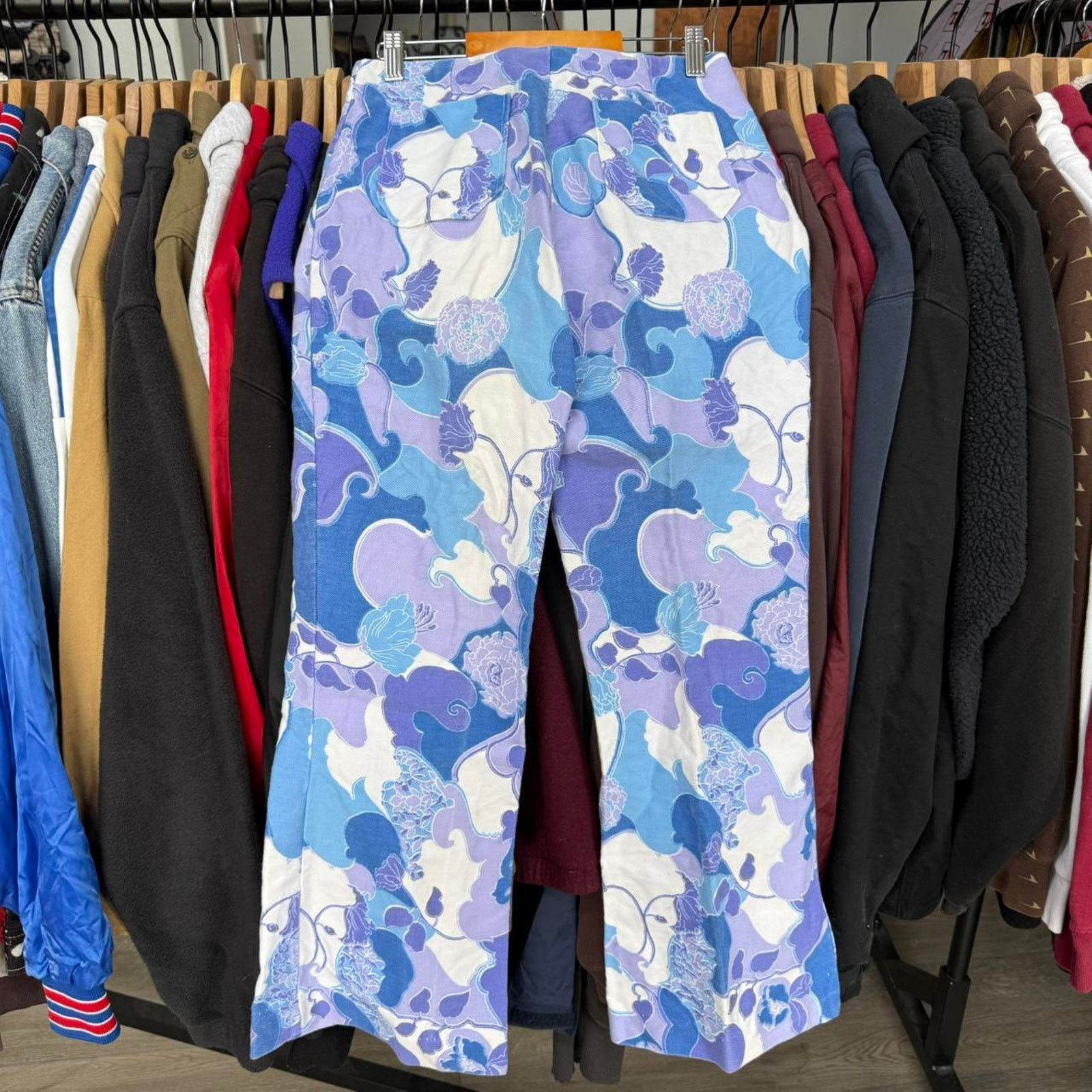 Other Vintage 70s or 80s Women's Floral Belle Bottom Pants Size 26" / US 2 / IT 38 - 6 Thumbnail