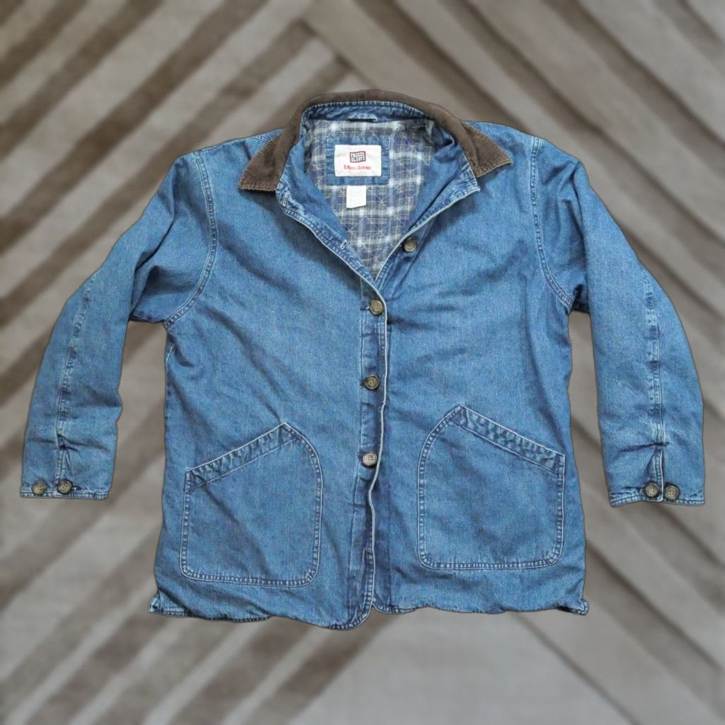 Faded Glory VINTAGE Chore Jacket Womens Large Blue Denim Lined Barn Coat 90s Y2K Faded Glory Jacket Ladies Size L / US 10 / IT 46 - 1 Thumbnail