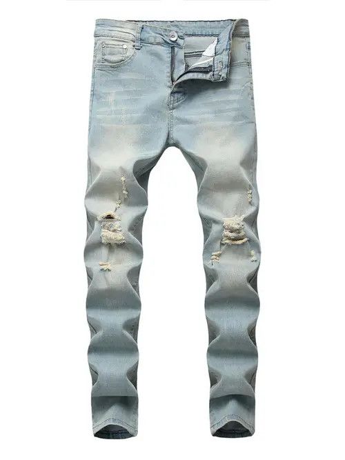 Japanese Brand × Vintage Washed Stacked Distressed Ripped Skinny Jeans Size US 33 - 1 Thumbnail