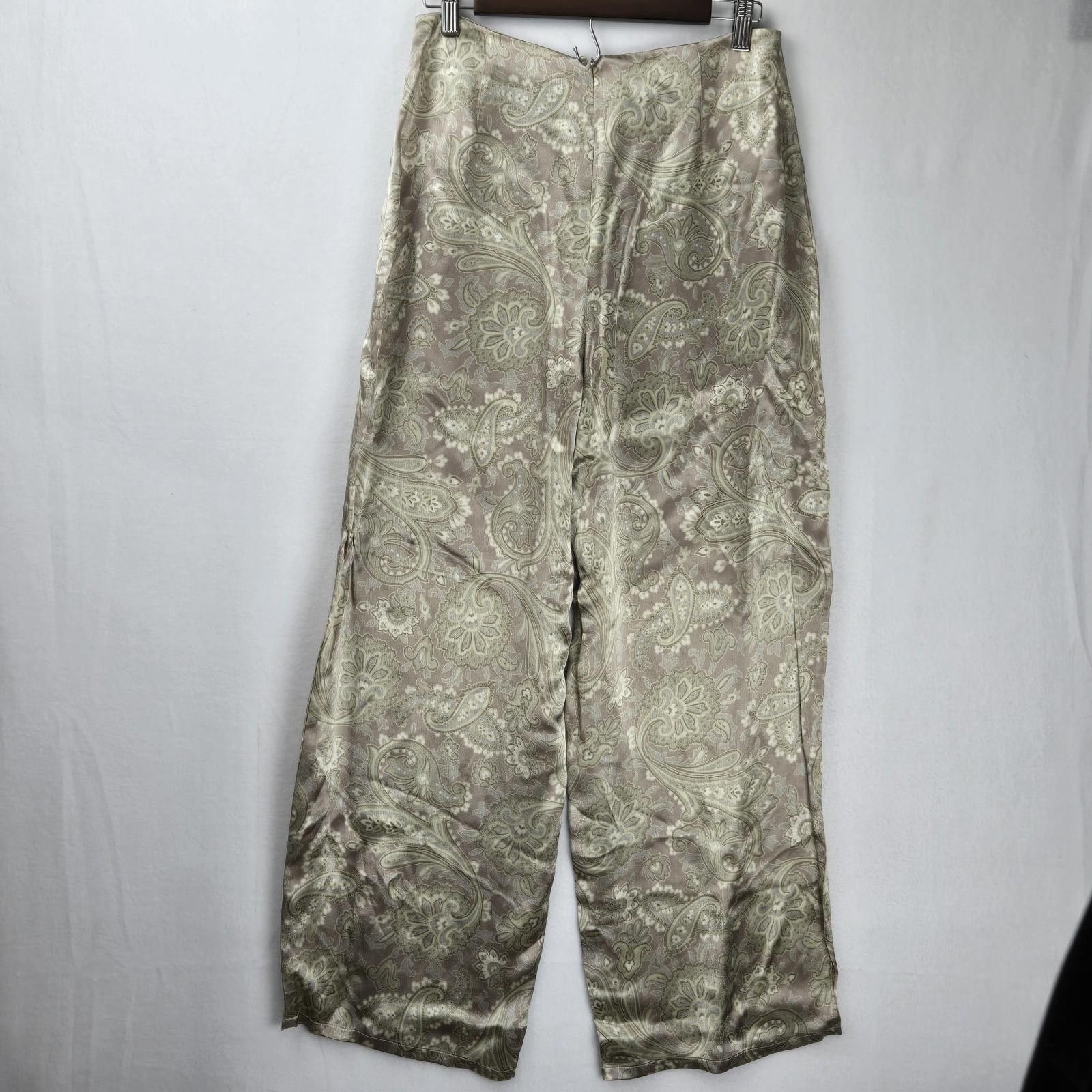 Express Express Elegant Paisley Wide-Leg Pants Satin Size 11/12 Size 34" / US 12 / IT 48 - 3 Thumbnail