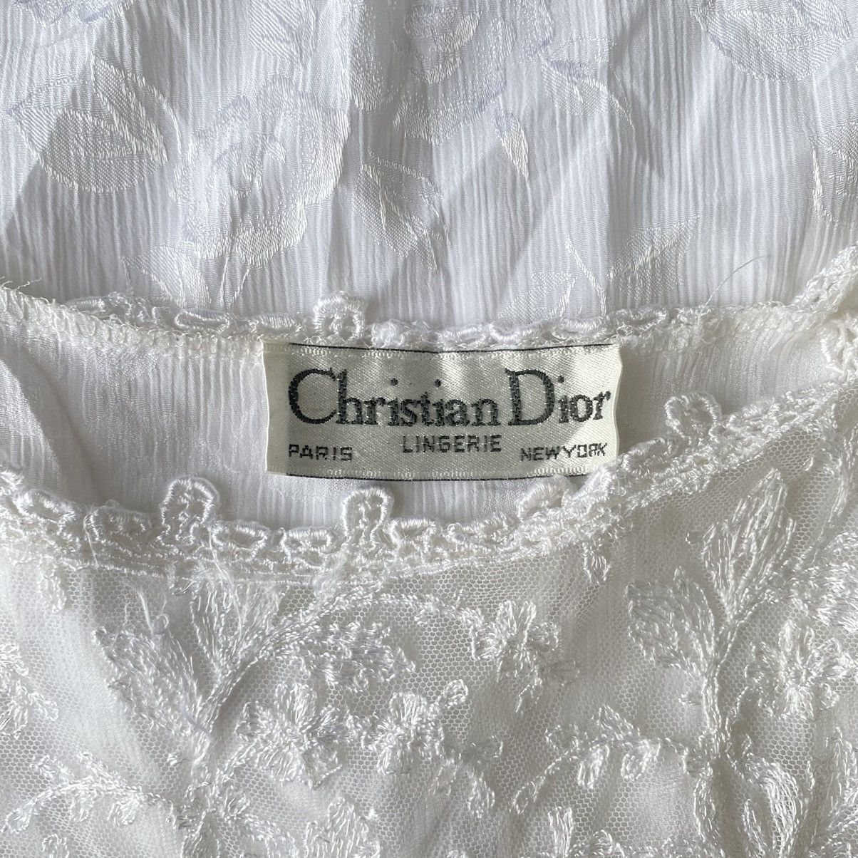 Dior × Vintage Dior Vintage Lace Trimmed White Lingerie Nightgown Dress Size M / US 6-8 / IT 42-44 - 7 Thumbnail