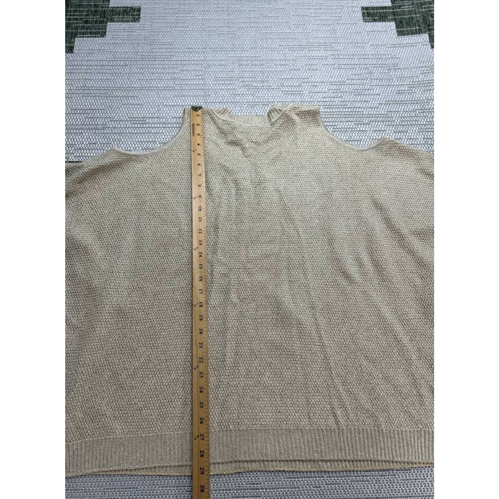 St. John St.John Shirt Womens XL Beige Knit Pullover Crew Neck Short Sleeve Vintage No Size XL / US 12-14 / IT 48-50 - 7 Thumbnail