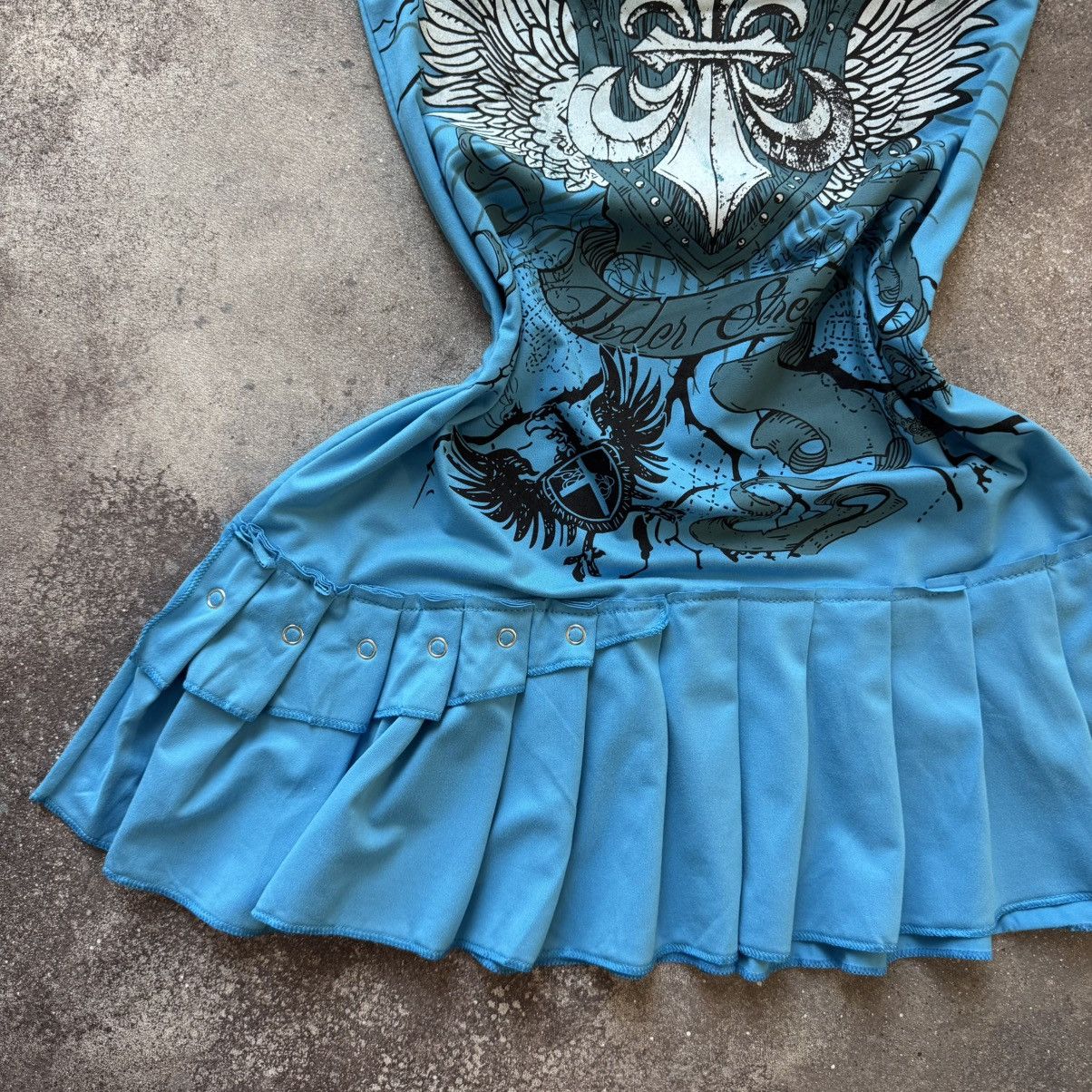Hysteric Glamour Amazing Y2K Goth Affliction Style Pleated Mini Dress Size S / US 4 / IT 40 - 4 Thumbnail