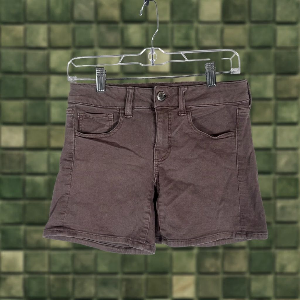 American Eagle Outfitters American Eagle Outfitters Super Stretch Midi Jean Shorts Womens 2 Maroon Red Size 26" / US 2 / IT 38 - 1 Thumbnail