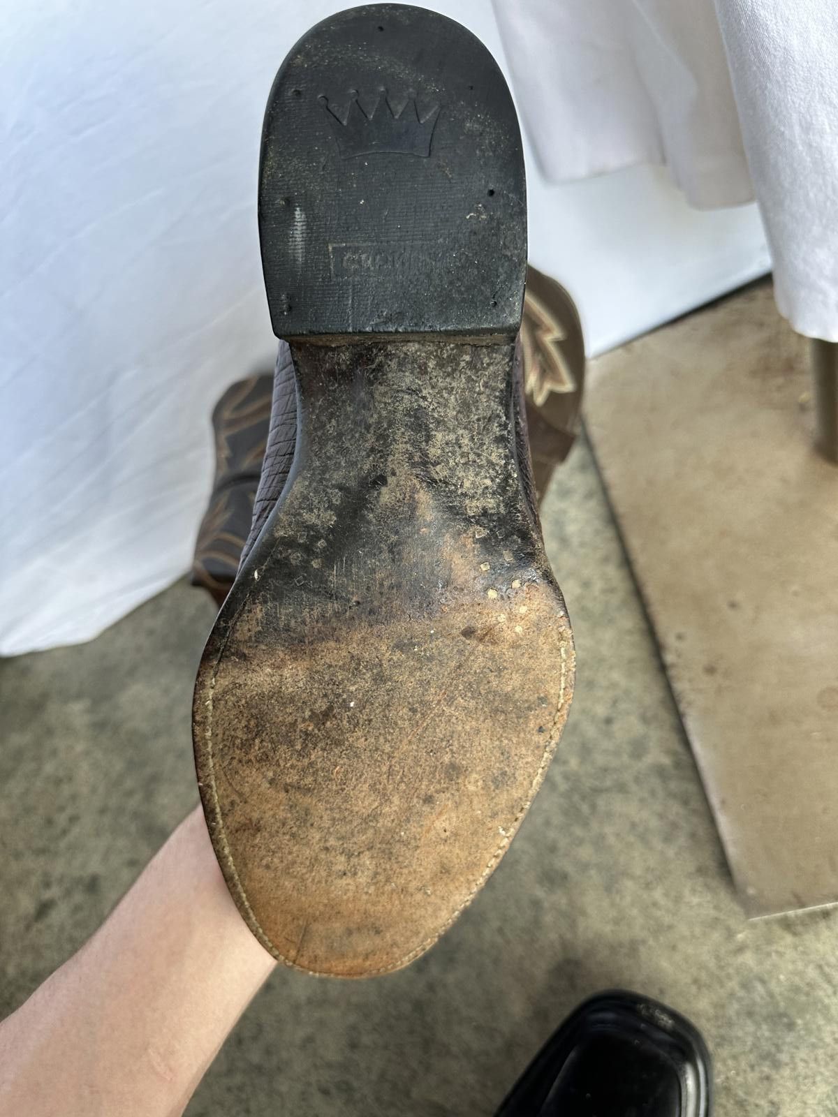 Other Vintage Owner Made Crown Cowboy Boots - Rich Brown Leather Size US 11 / EU 44 - 8 Thumbnail