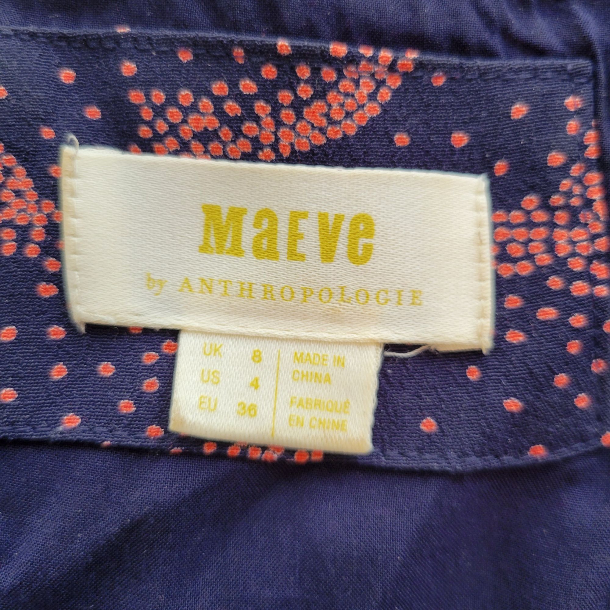 Anthropologie Maeve Anthropologie 4 Navy Coral Wrap Dress Ruffle ROSALIA R Size S / US 4 / IT 40 - 3 Thumbnail