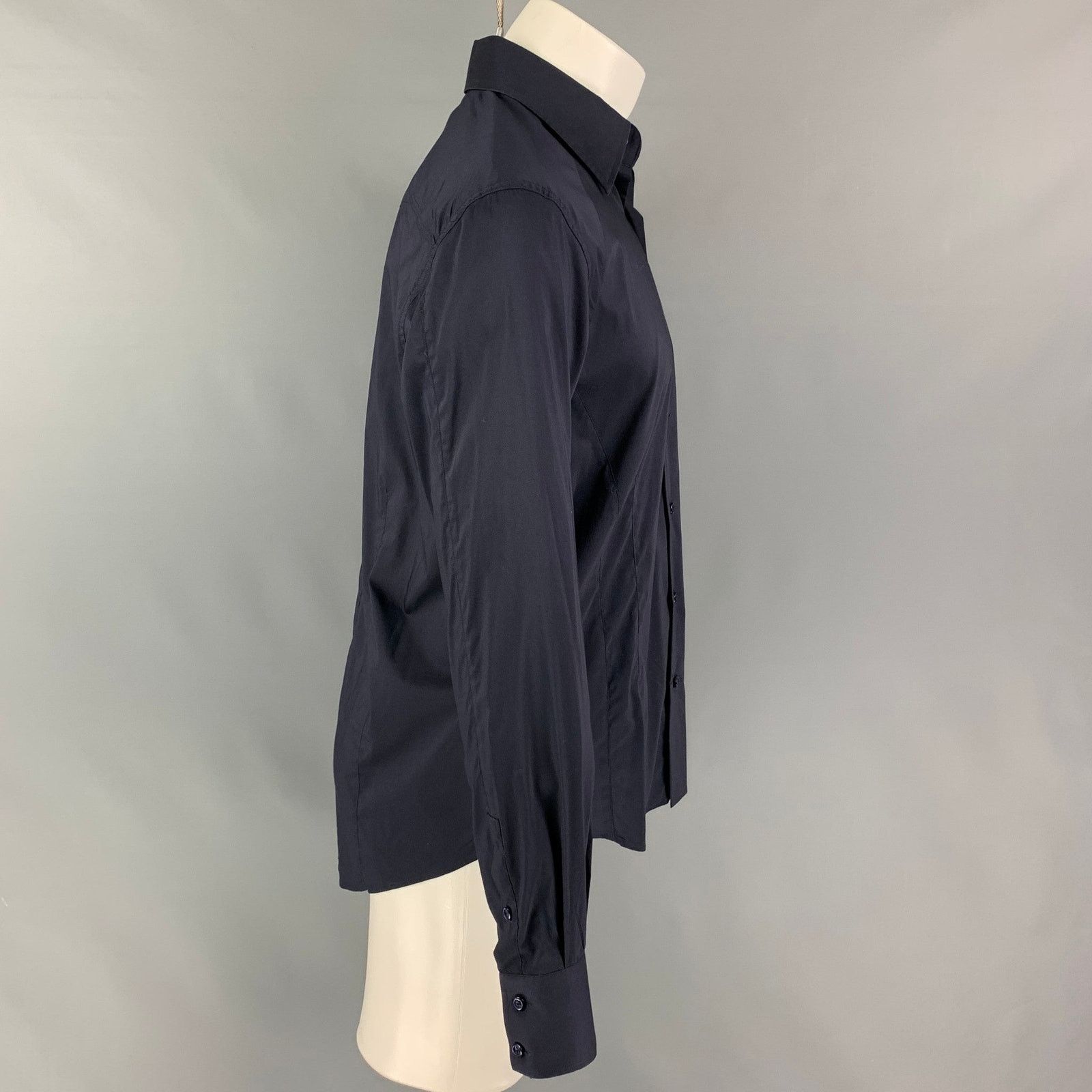 Pal Zileri Size M Navy Cotton Blend Button Down Long Sleeve Shirt Size US M / EU 48-50 / 2 - 2 Thumbnail