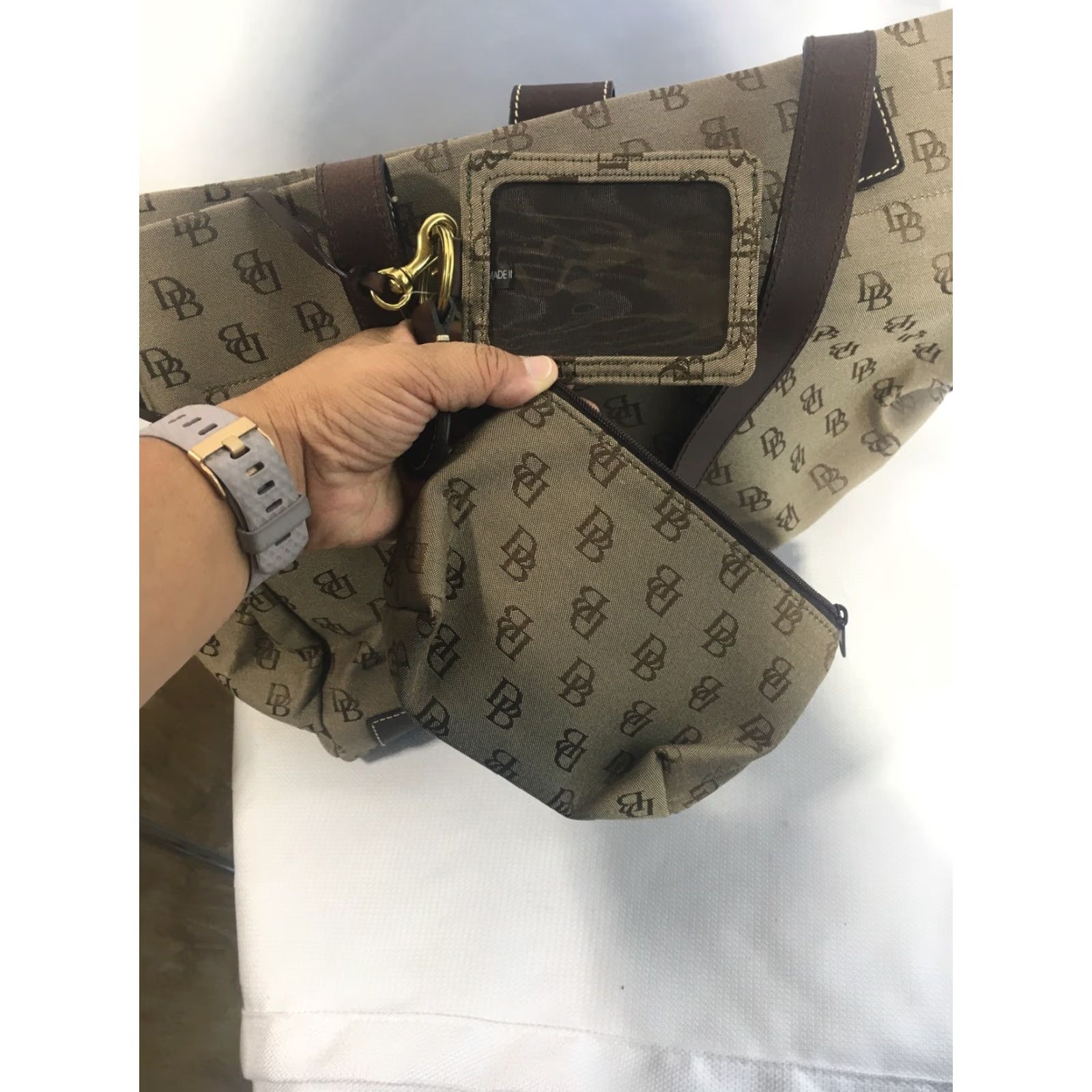 Dooney & Bourke Dooney & Bourke Tote Logo Signature Large Hand Bag Women Brown Fabric Magnetic Snap 15x11x6 Size ONE SIZE - 7 Thumbnail