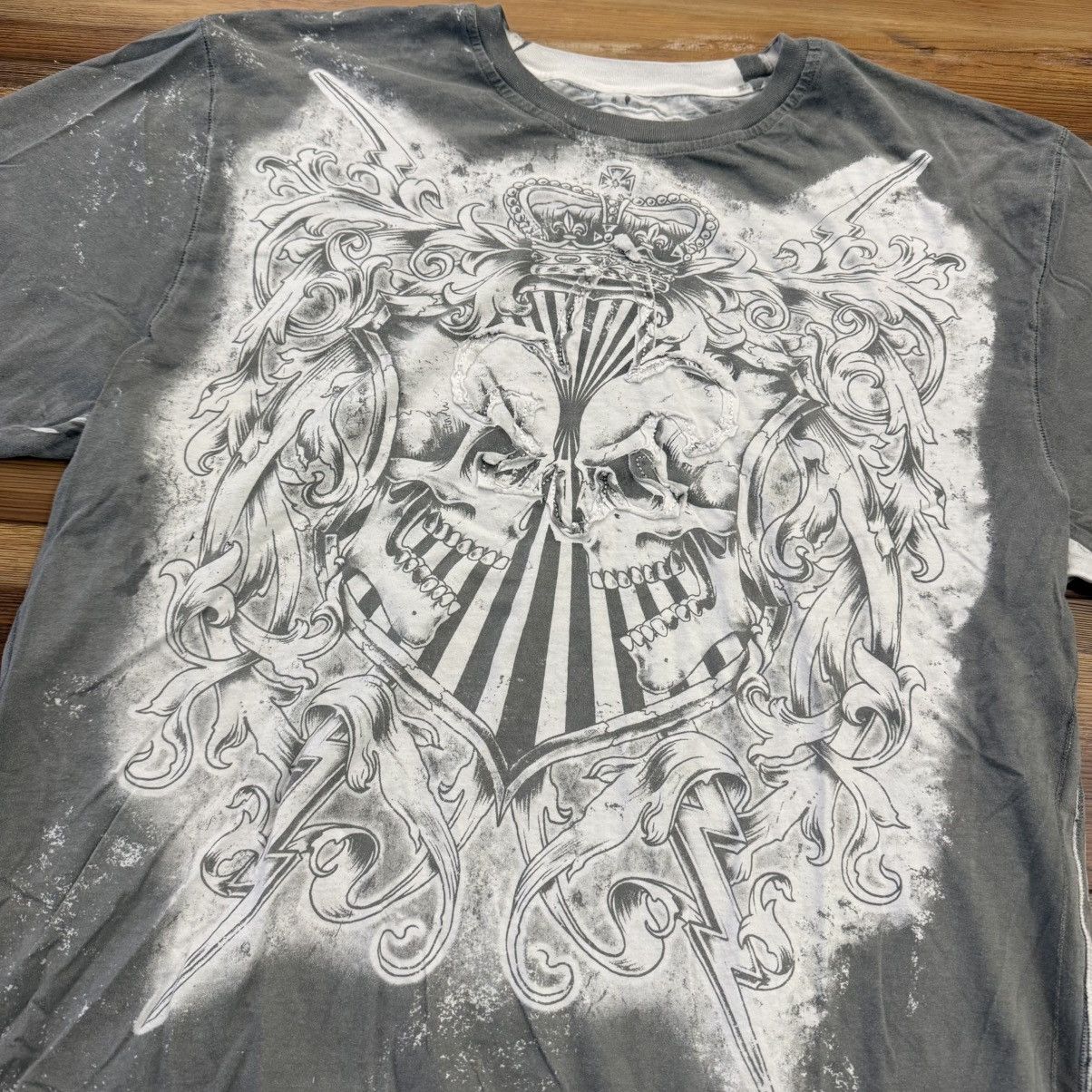 Other Grey Skull Wings Y2K Grunge AOP Affliction Style Tee Shirt Size US XL / EU 56 / 4 - 3 Thumbnail