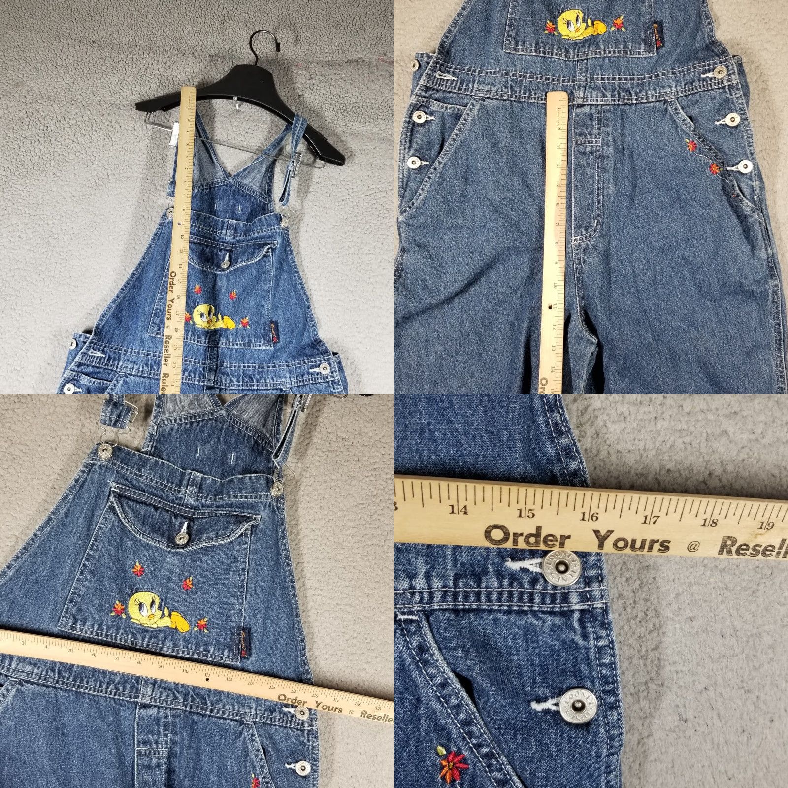 Vintage VINTAGE Looney Tunes Tweety Bird Overalls 32X28 Blue Denim Baggy 90s Unisex Adults Size US 32 / EU 48 - 8 Thumbnail