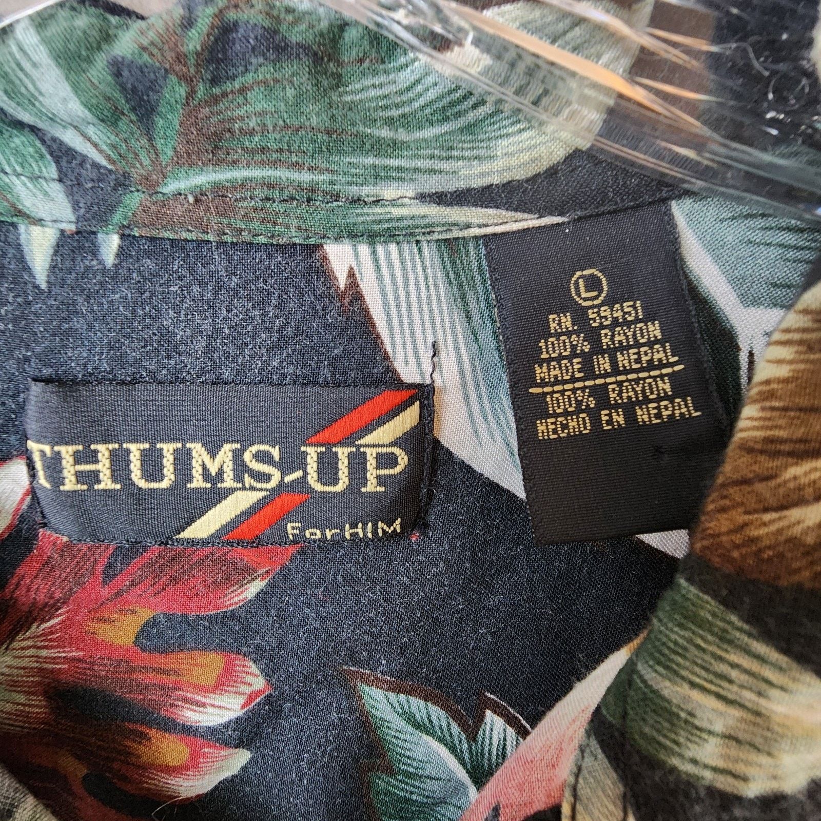 Other Thums-Up for Him Tropical Floral Shirt Large Rayon Black Size US L / EU 52-54 / 3 - 7 Thumbnail