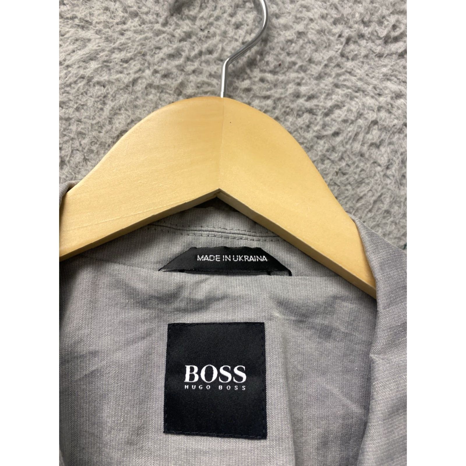 Hugo Boss HUGO BOSS Mens Slim Fit Suit Jacket Gray 42R / 148-2 Cotton Polyester Regular Two-Button Chest 43 in Light Gray Size 42R - 3 Thumbnail
