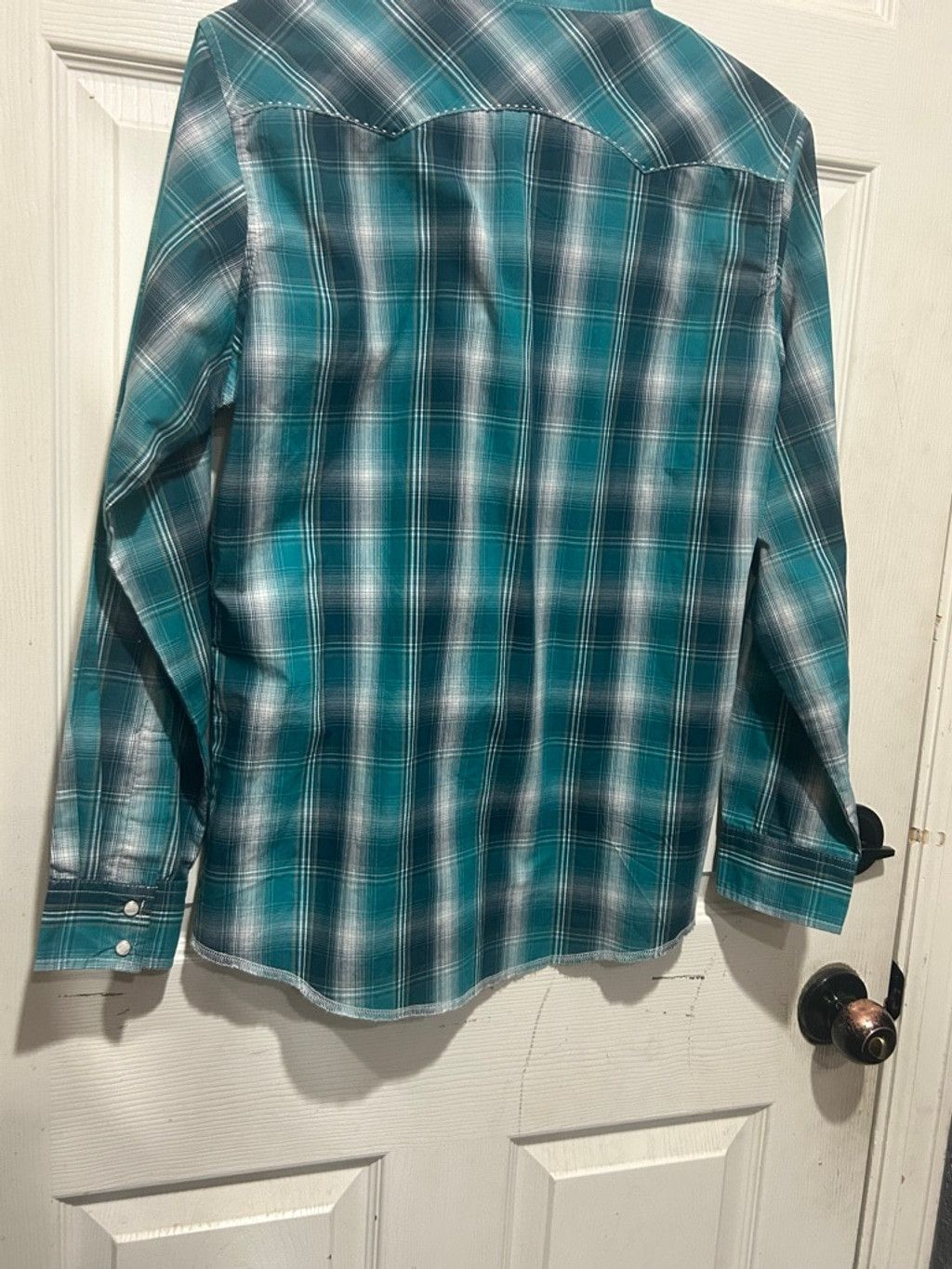 Wrangler Men's Wrangler Teal & White Plaid Casual Button Shirt XL Size US XL / EU 56 / 4 - 5 Thumbnail