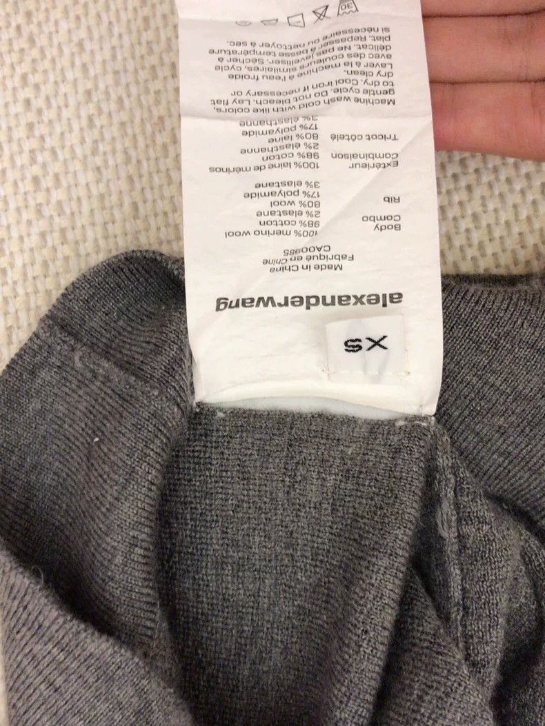 Alexander Wang Alexander Wang Gray V-Neck Sweater- Size XS / US 0-2 / IT 36-38 - 4 Thumbnail