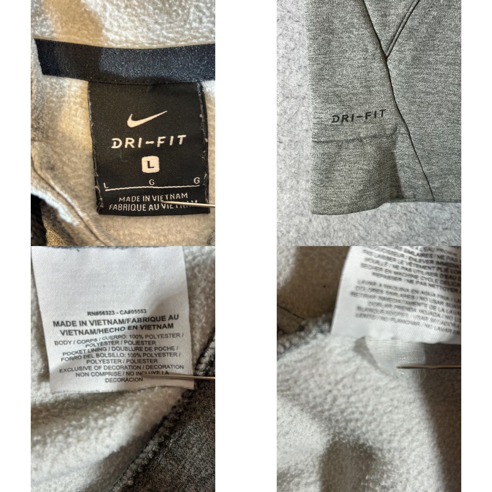 Nike Nike Hoodie Mens Large Gray Dri-Fit Pullover Sweatshirt Fleece Graphic Print Logo Pockets Hooded Size US L / EU 52-54 / 3 - 8 Thumbnail