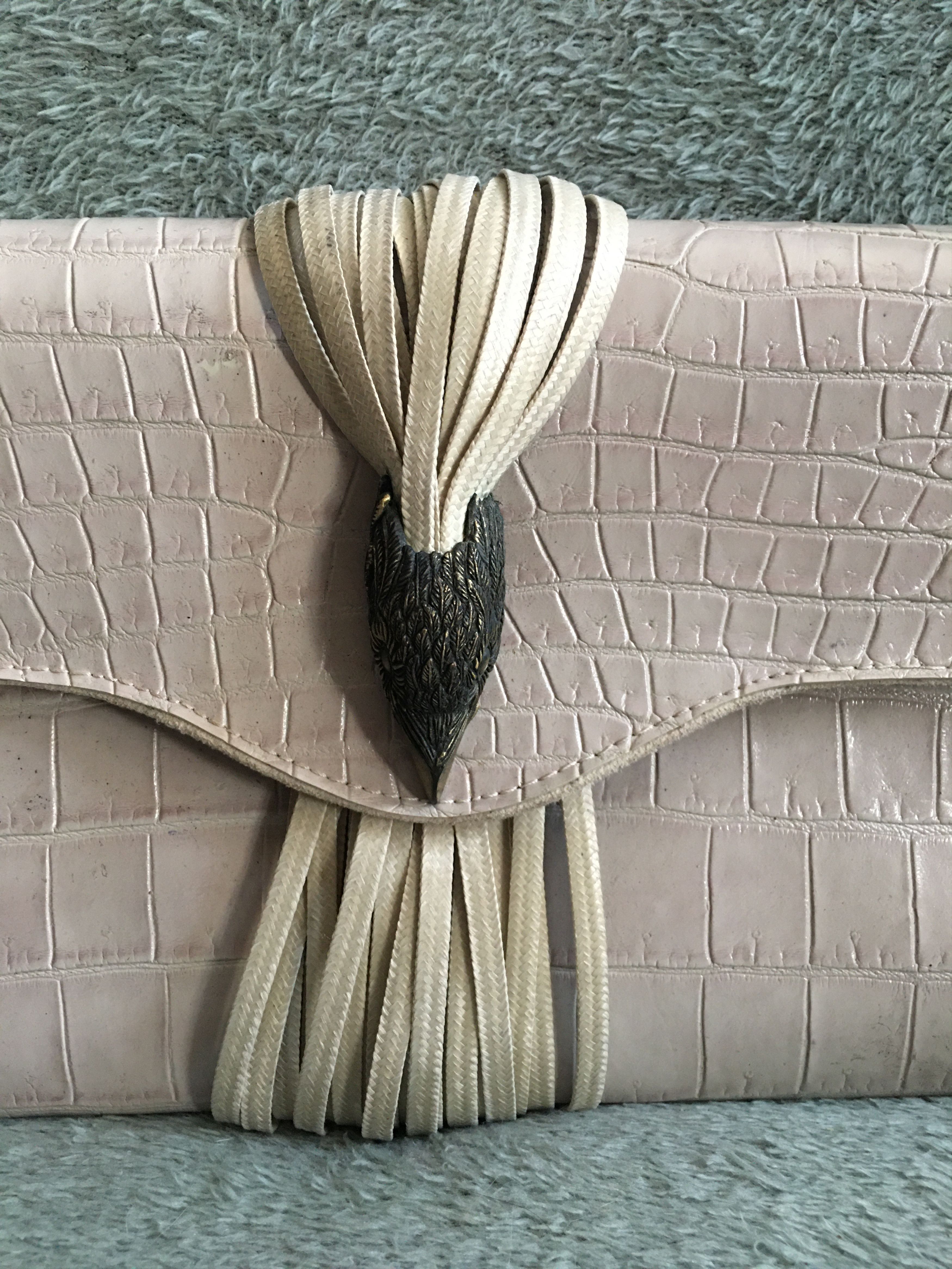 Other Raven Kauffman Couture Beige Embossed Leather Clutch Bag Size ONE SIZE - 3 Thumbnail