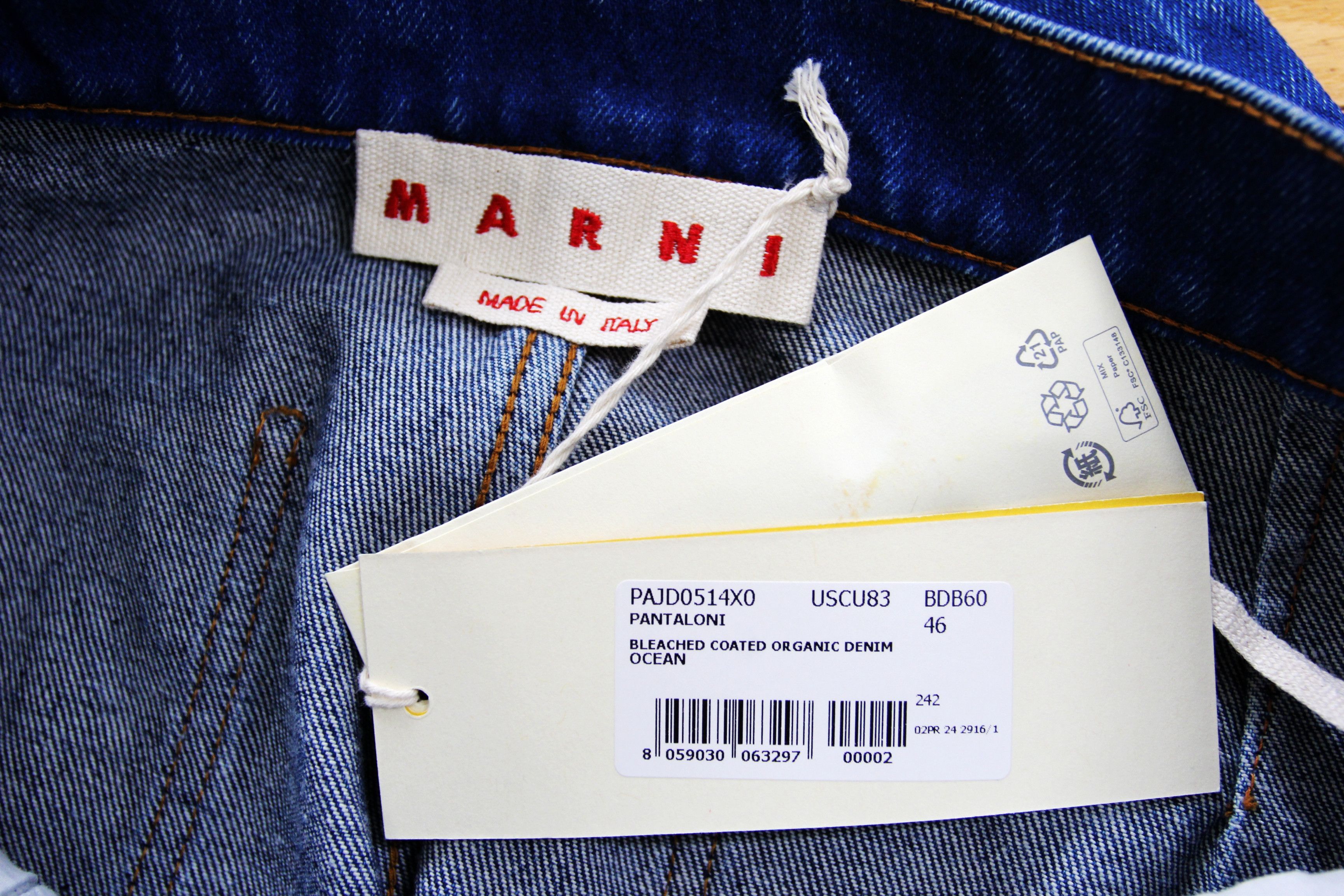 Marni BNWT AW24 MARNI BLEACHED COATED WIDE LEG DENIM JEANS 46 Size US 30 / EU 46 - 9 Thumbnail