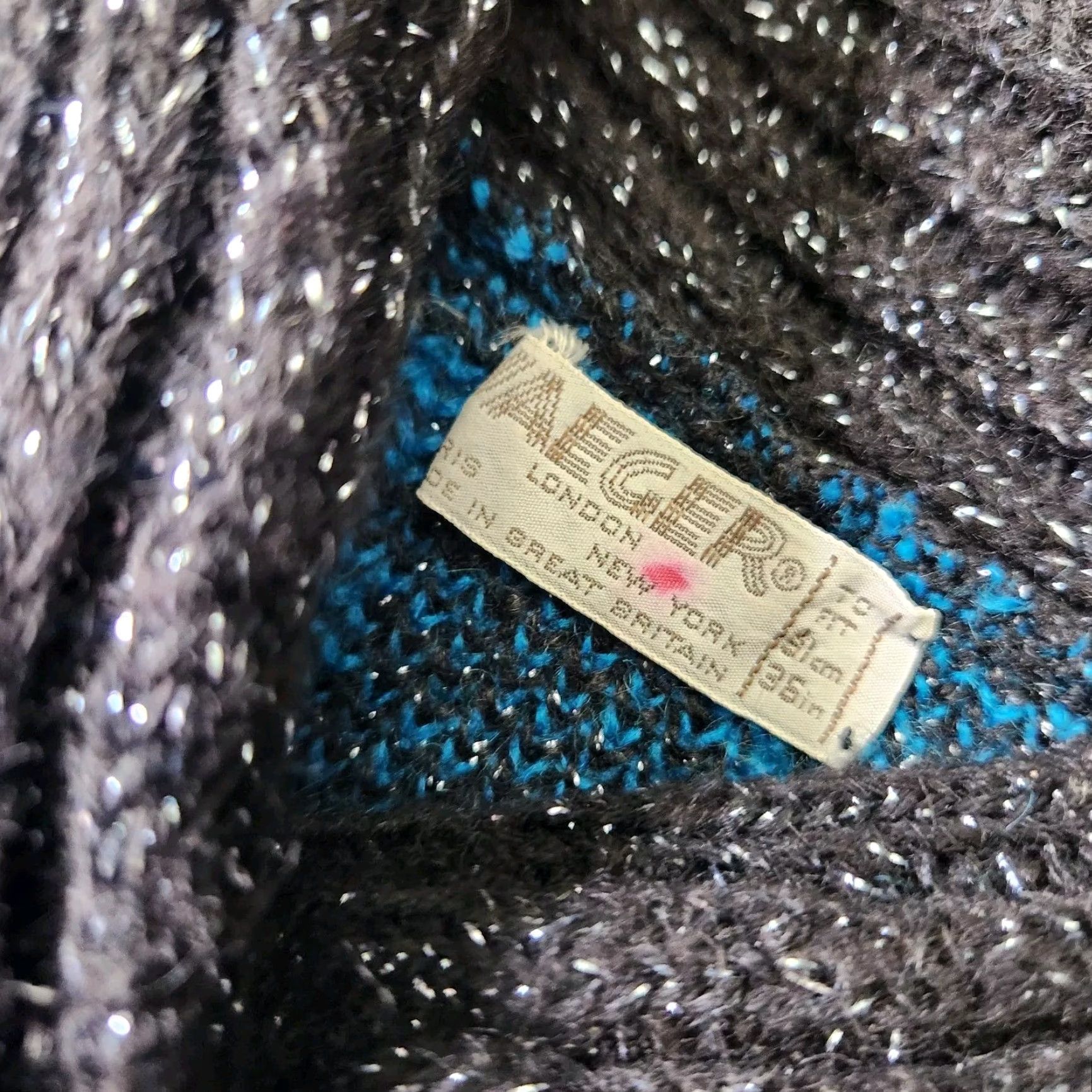 Jaeger VINTAGE Jaeger London Ski Sweater Womens Teal Houndstooth Mohair Blend 90s Cowl Neck Pullover Size L / US 10 / IT 46 - 7 Thumbnail
